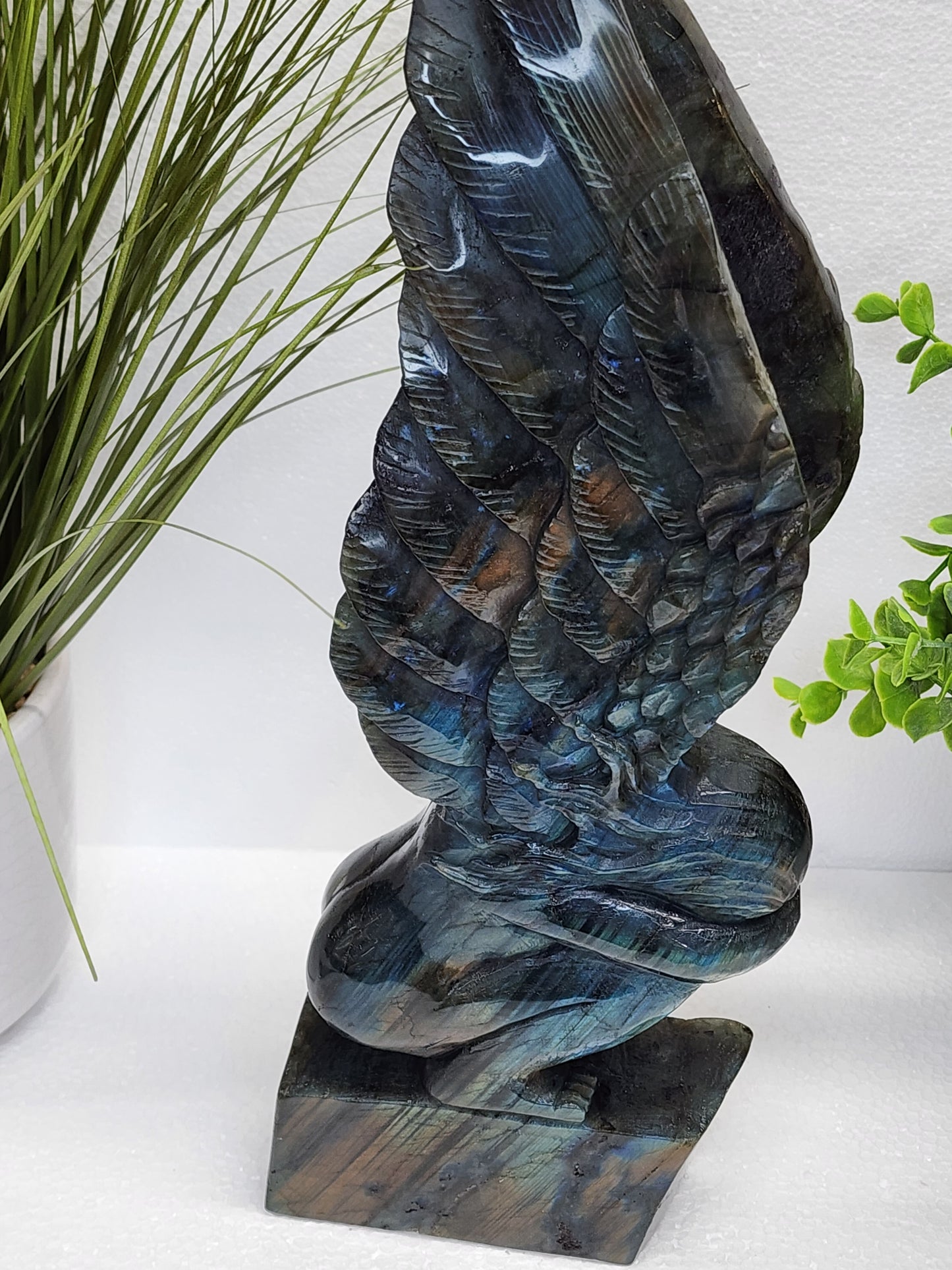HQ Extra Large Labradorite Angel Carving 4.5lbs 13"Tall qualifies for free shipping