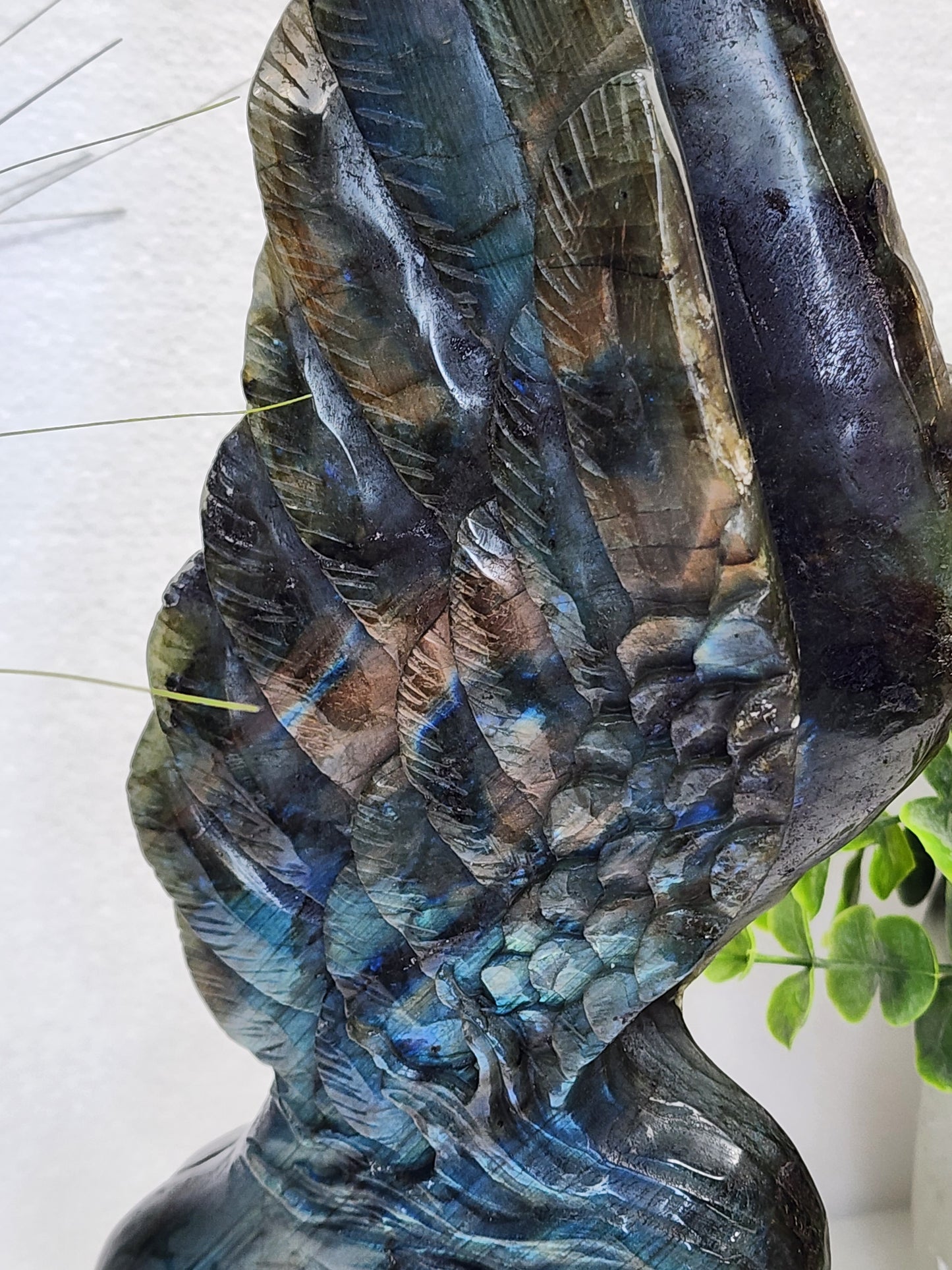 HQ Extra Large Labradorite Angel Carving 4.5lbs 13"Tall qualifies for free shipping