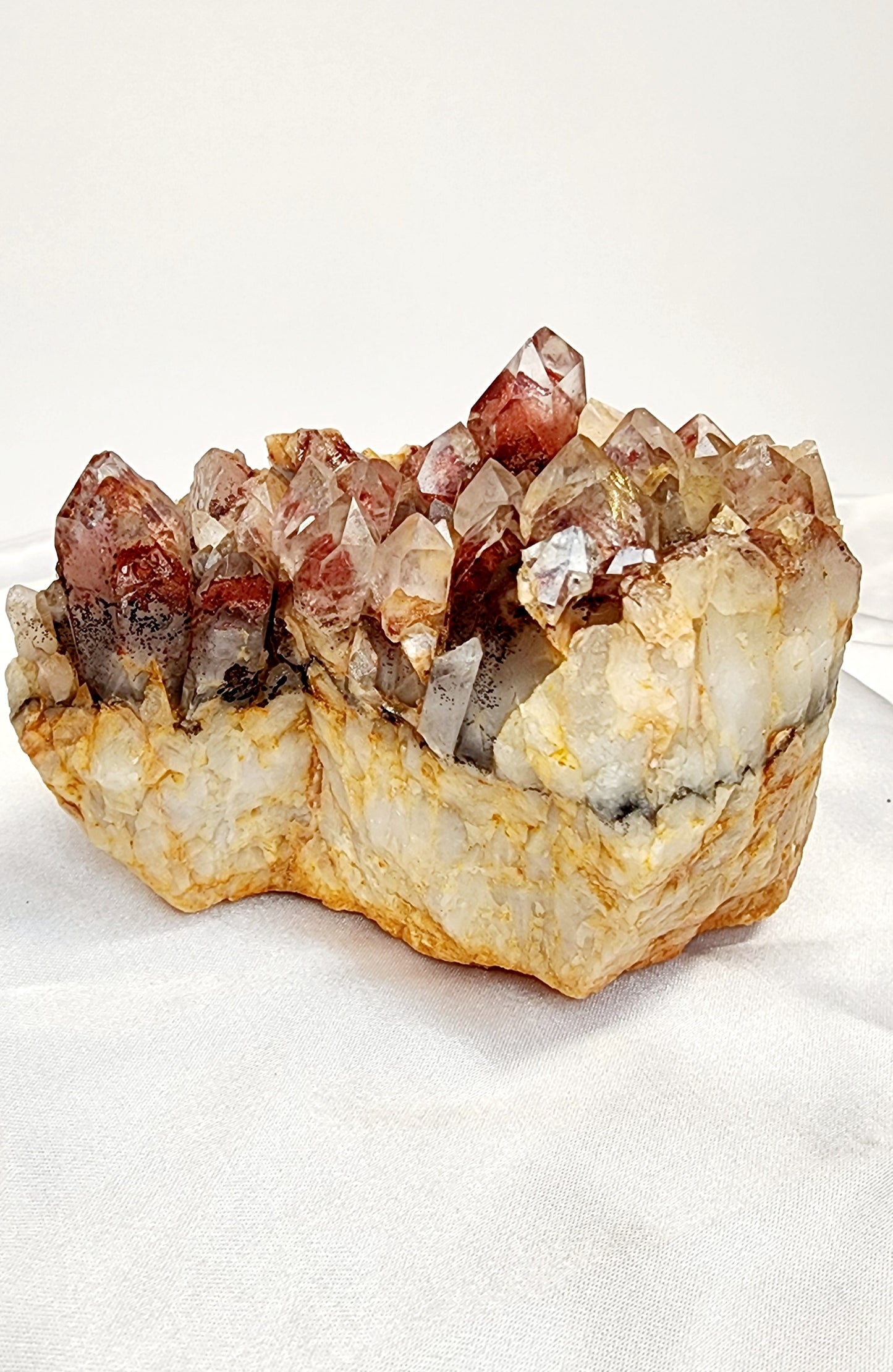 Red Phantom Hematite Garden Quartz Cluster Specimen qualifies for free shipping