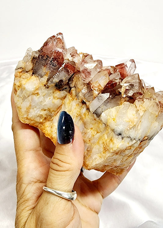 Red Phantom Hematite Garden Quartz Cluster Specimen qualifies for free shipping