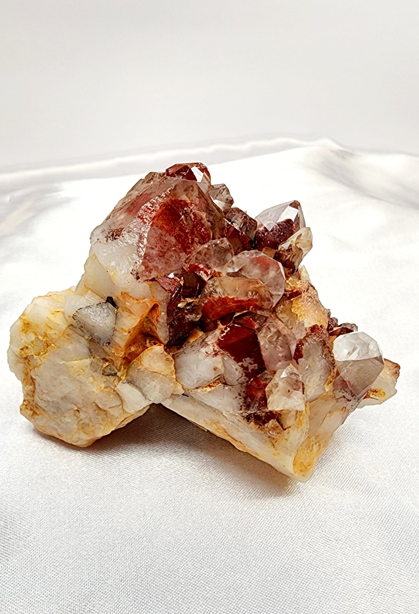 Red Phantom Hematite Garden Quartz Cluster Specimen qualifies for free shipping