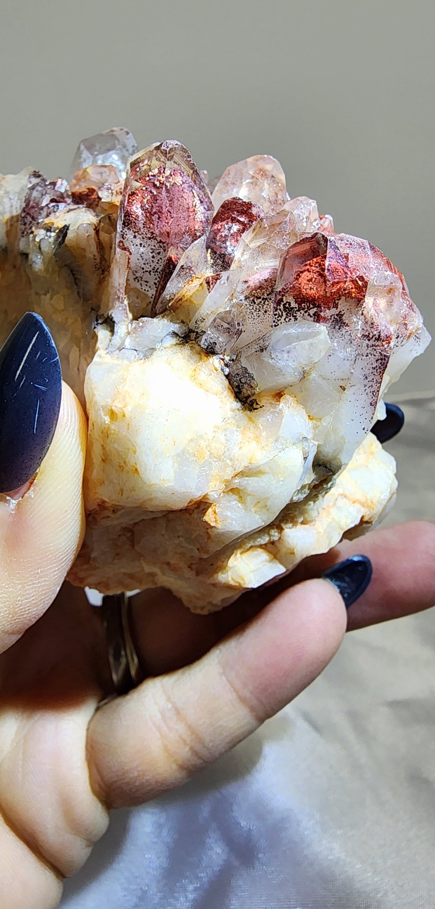 Red Phantom Hematite Garden Quartz Cluster Specimen qualifies for free shipping