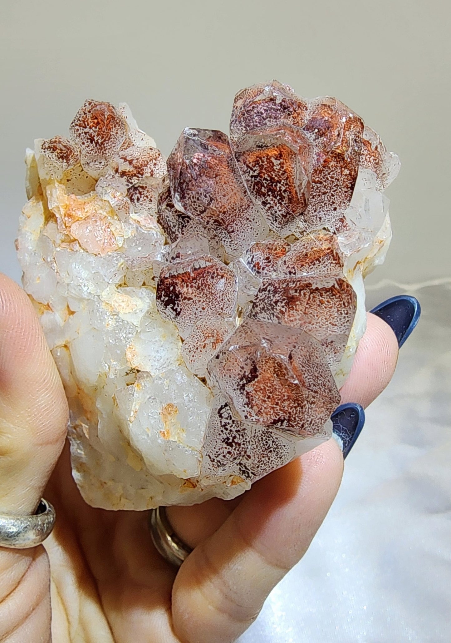 Red Phantom Hematite Garden Quartz Cluster Specimen from Morocco qualifies for free shipping