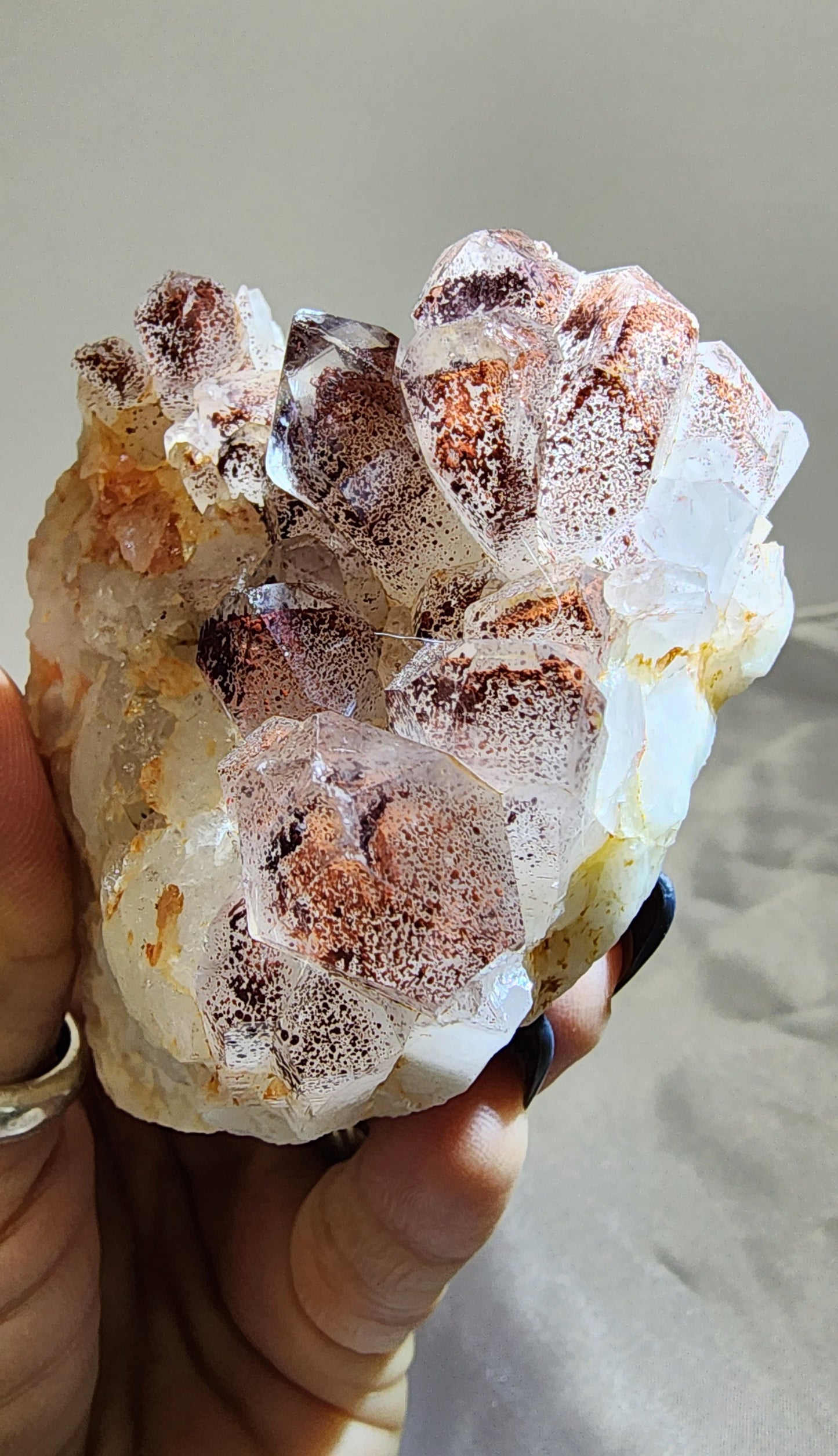 Red Phantom Hematite Garden Quartz Cluster Specimen from Morocco qualifies for free shipping