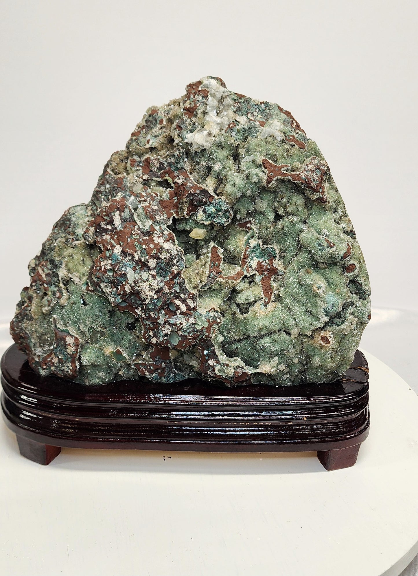 Extra Large Druzy Zoisite Specimen on Custom wood Stand 12lbs qualifies for free shipping
