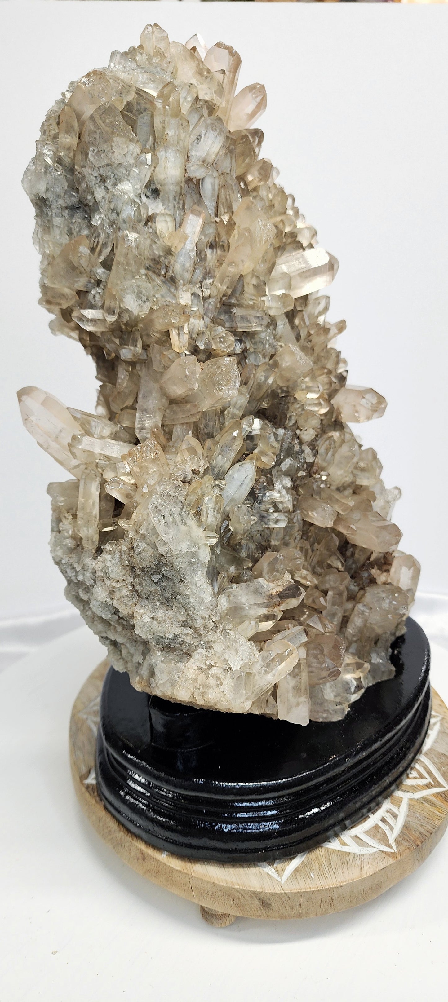 Extra Large Quartz/Smoky Cluster w/ Custom Stand over 12lbs qualifies for free shipping