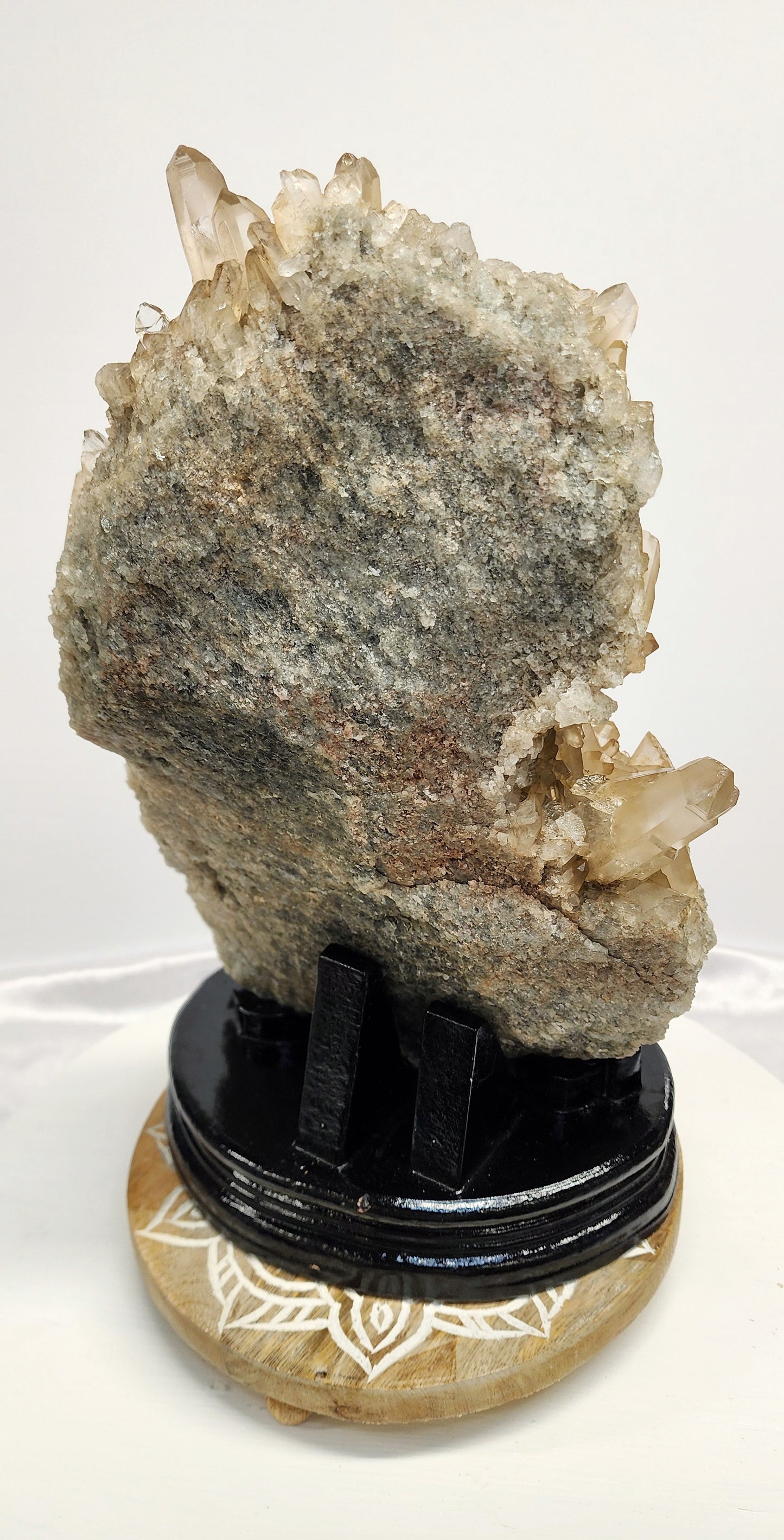 Extra Large Quartz/Smoky Cluster w/ Custom Stand over 12lbs qualifies for free shipping