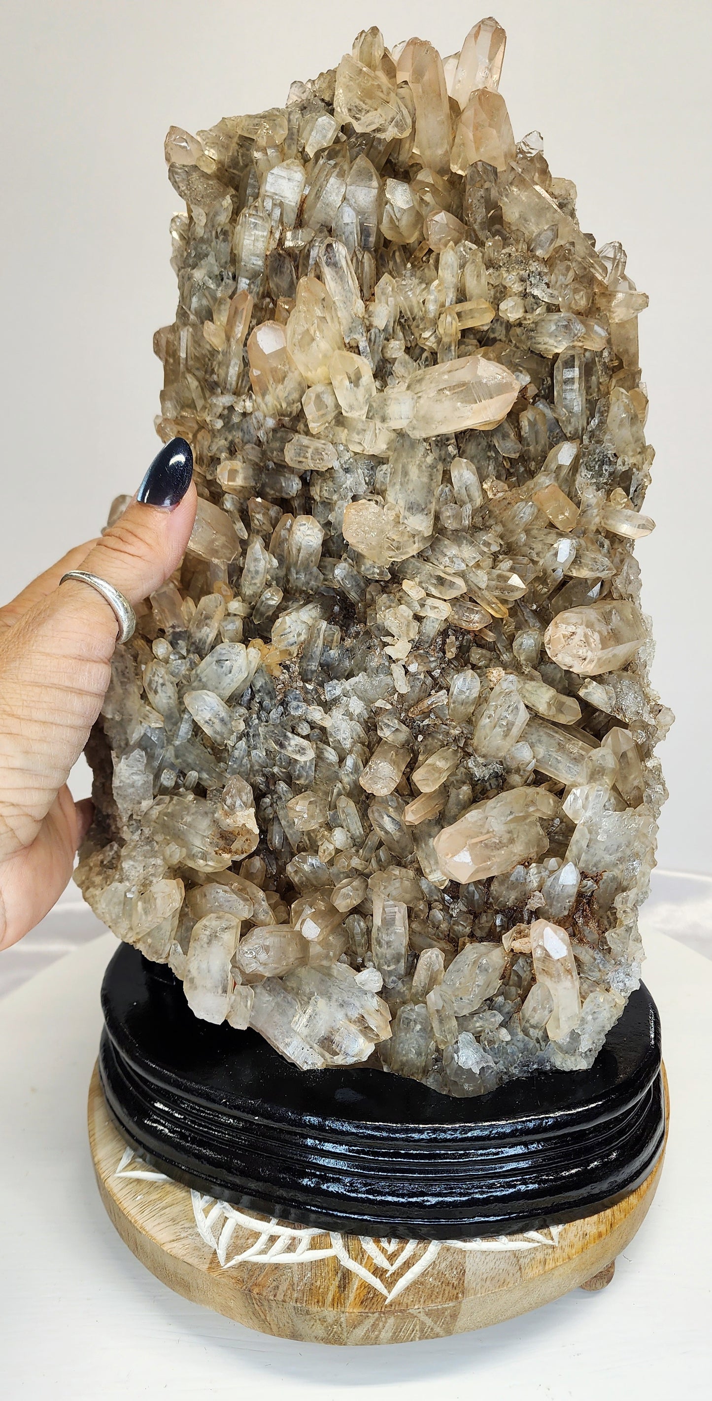 Extra Large Quartz/Smoky Cluster w/ Custom Stand over 12lbs qualifies for free shipping