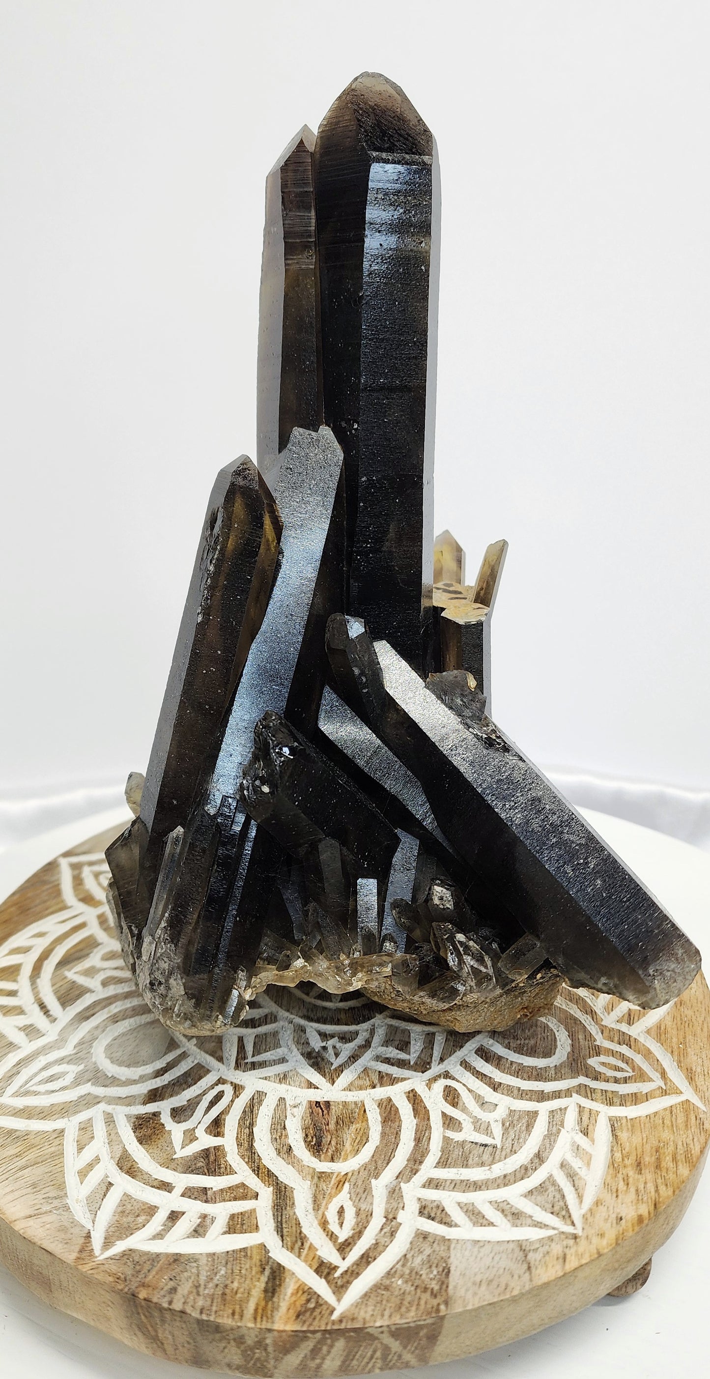 Large Maganise Smoky Citrine Multi Point Cluster over 3.5lbs qualifies for free shipping