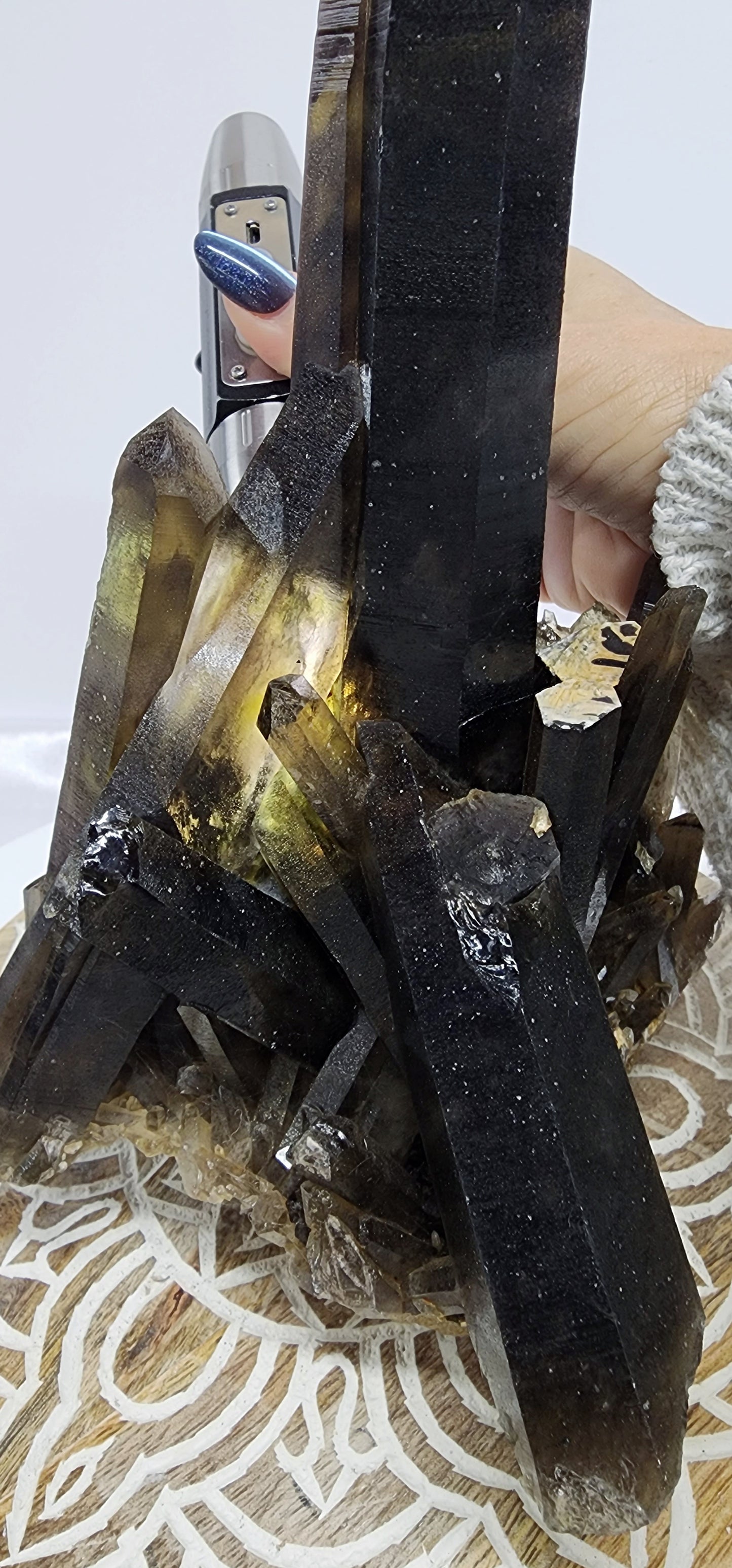 Large Maganise Smoky Citrine Multi Point Cluster over 3.5lbs qualifies for free shipping