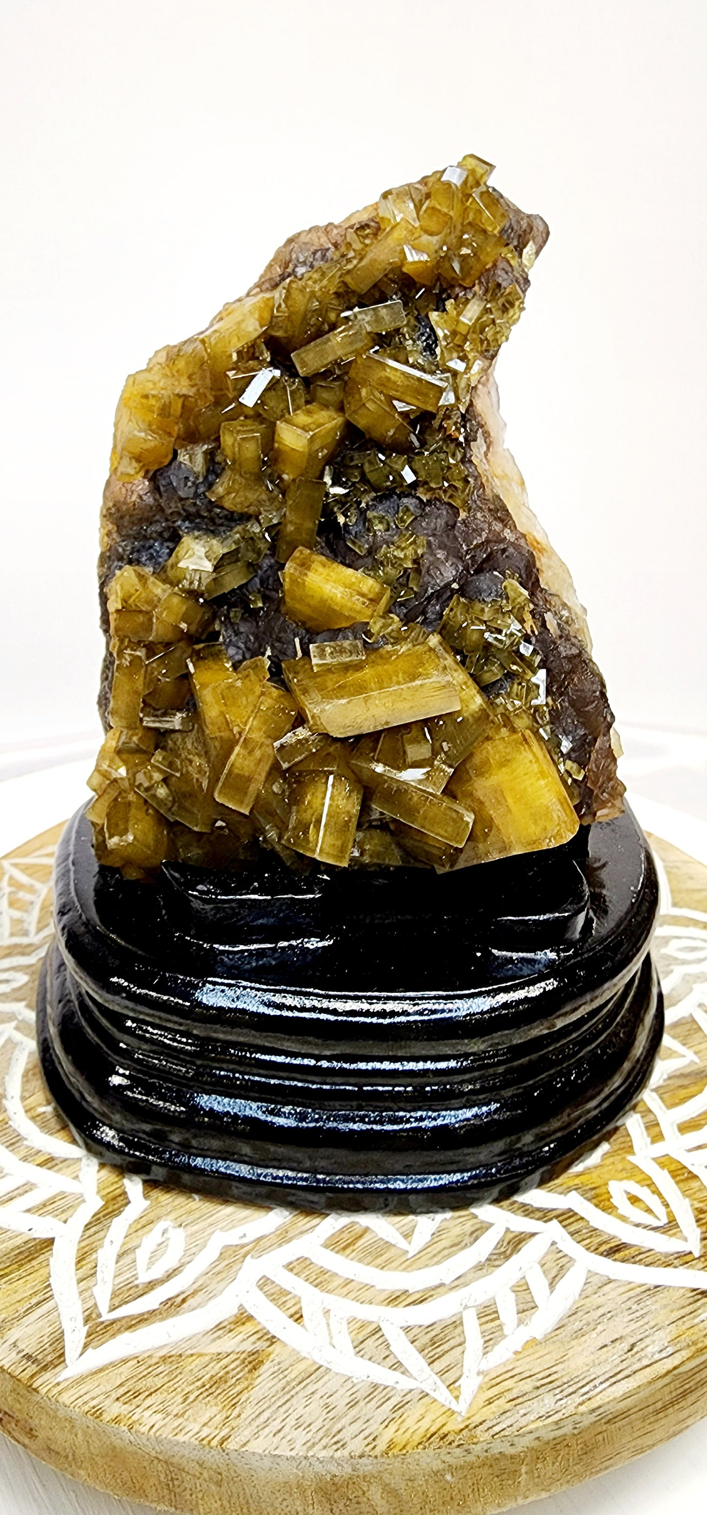 Large Golden Barite on Flurite Matrix with Custom Base 3lbs qualifies for free shipping