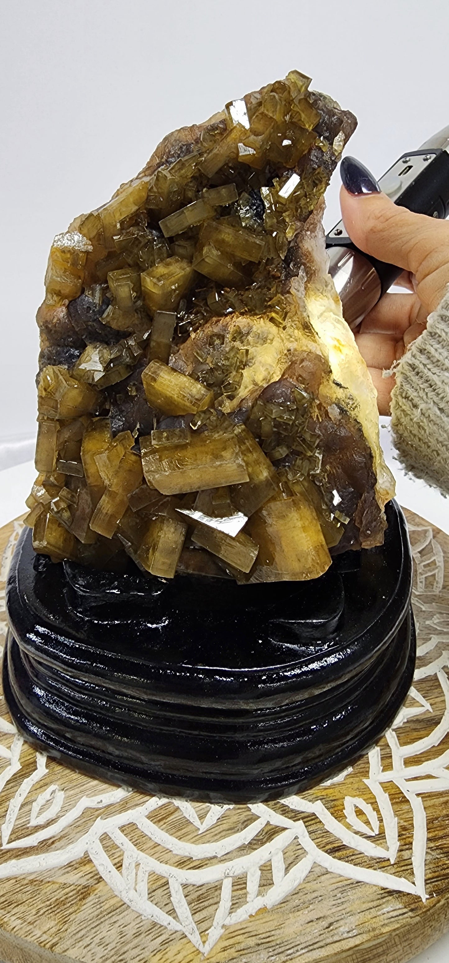 Large Golden Barite on Flurite Matrix with Custom Base 3lbs qualifies for free shipping