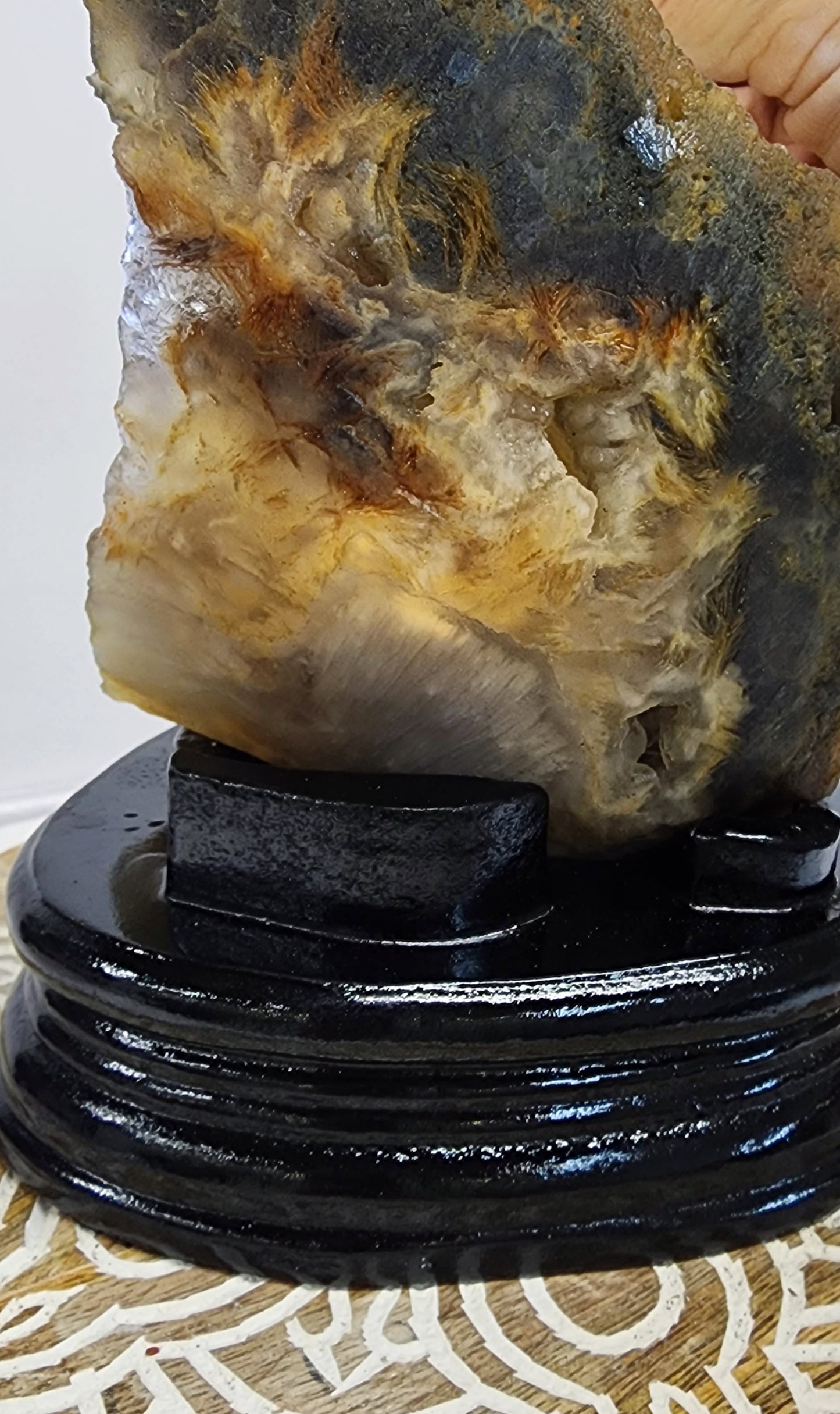 Large Golden Barite on Flurite Matrix with Custom Base 3lbs qualifies for free shipping