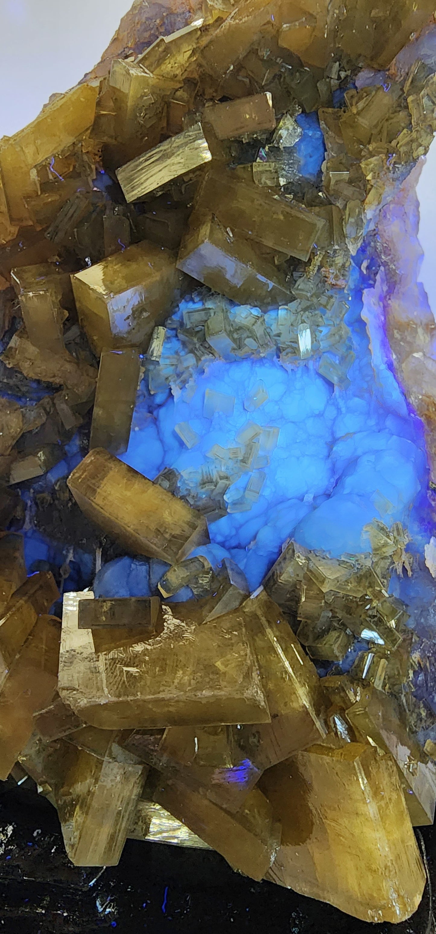 Large Golden Barite on Flurite Matrix with Custom Base 3lbs qualifies for free shipping