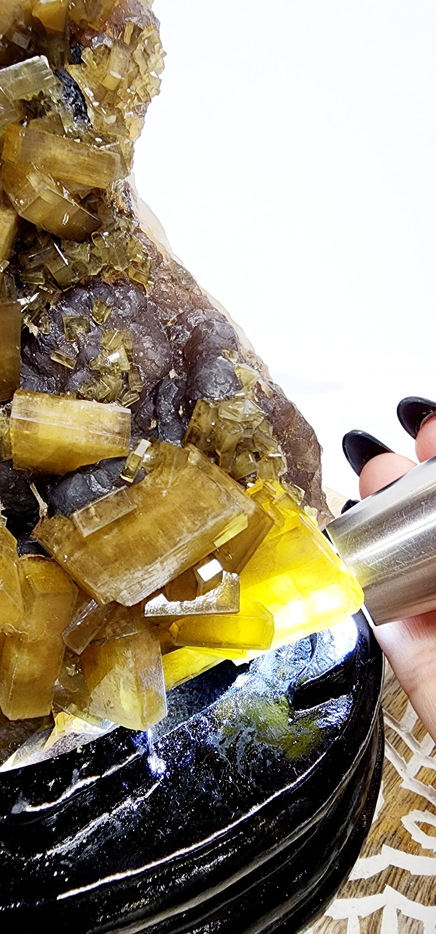 Large Golden Barite on Flurite Matrix with Custom Base 3lbs qualifies for free shipping