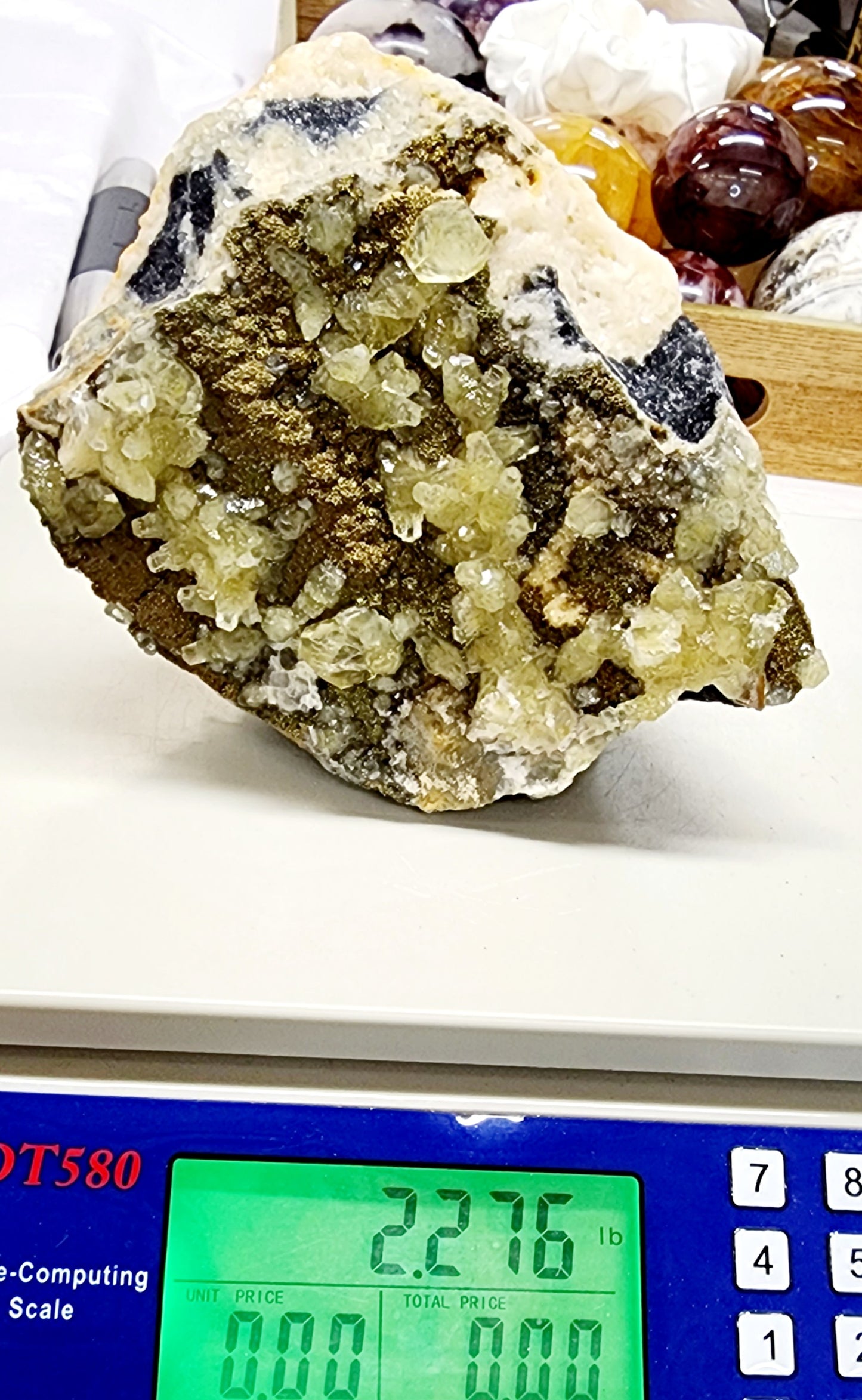 Large Apophylite/Calcite/ Chalcopyrite Specimen over 2lbs qualifies for free shipping