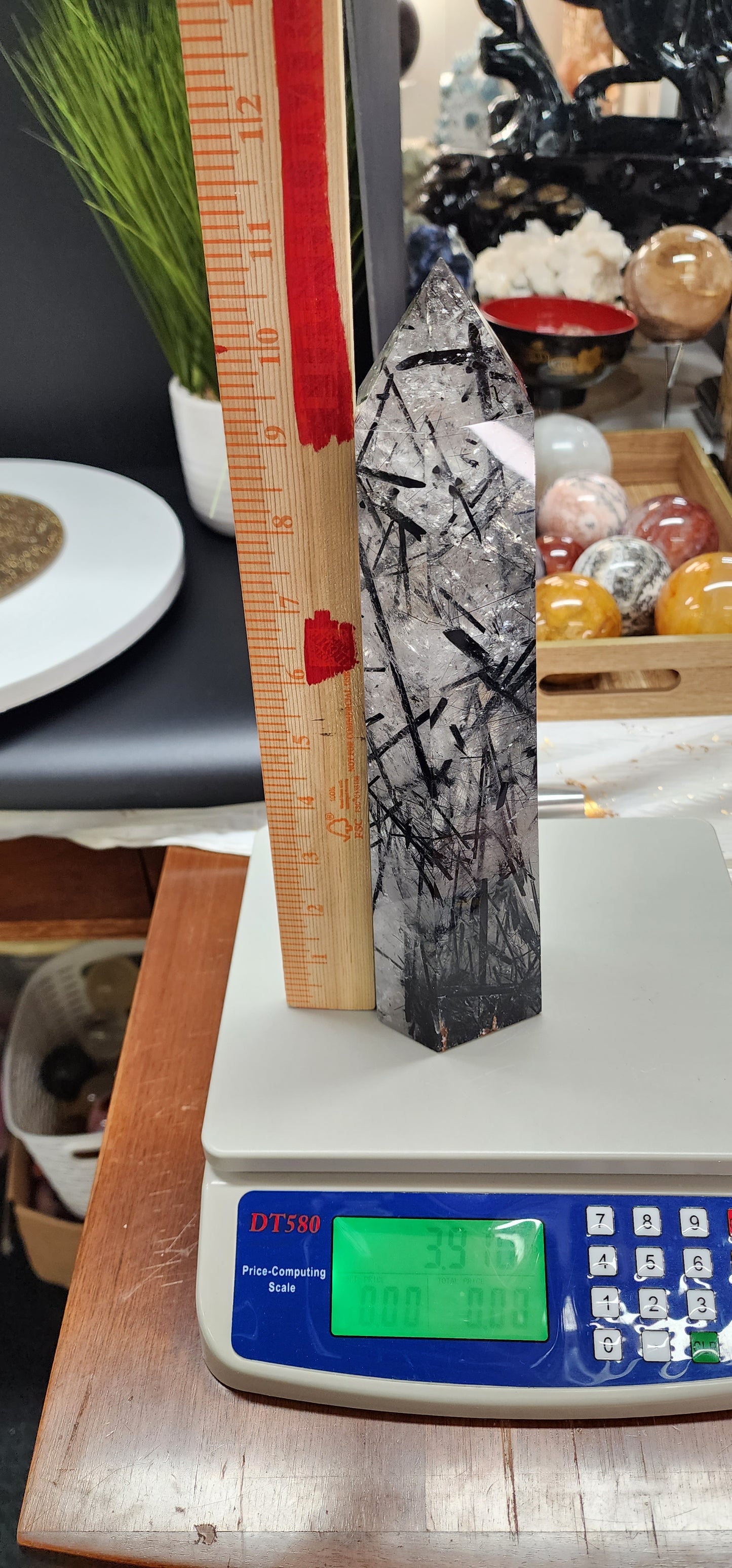 Extra Large High Quality Tourmaline and Clear Quartz Tower