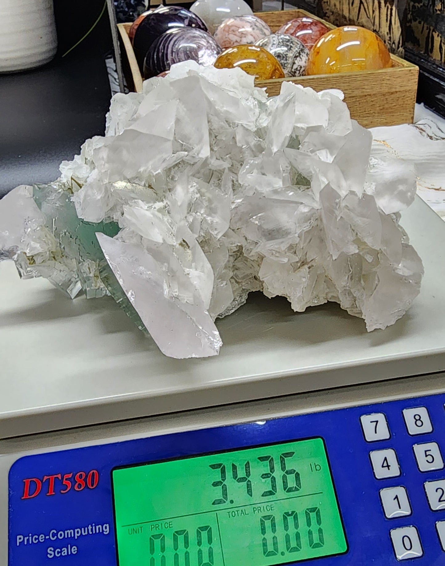 Extra Large Petal Calcite And Aqua Blue Cube Fluorite Specimen YGX