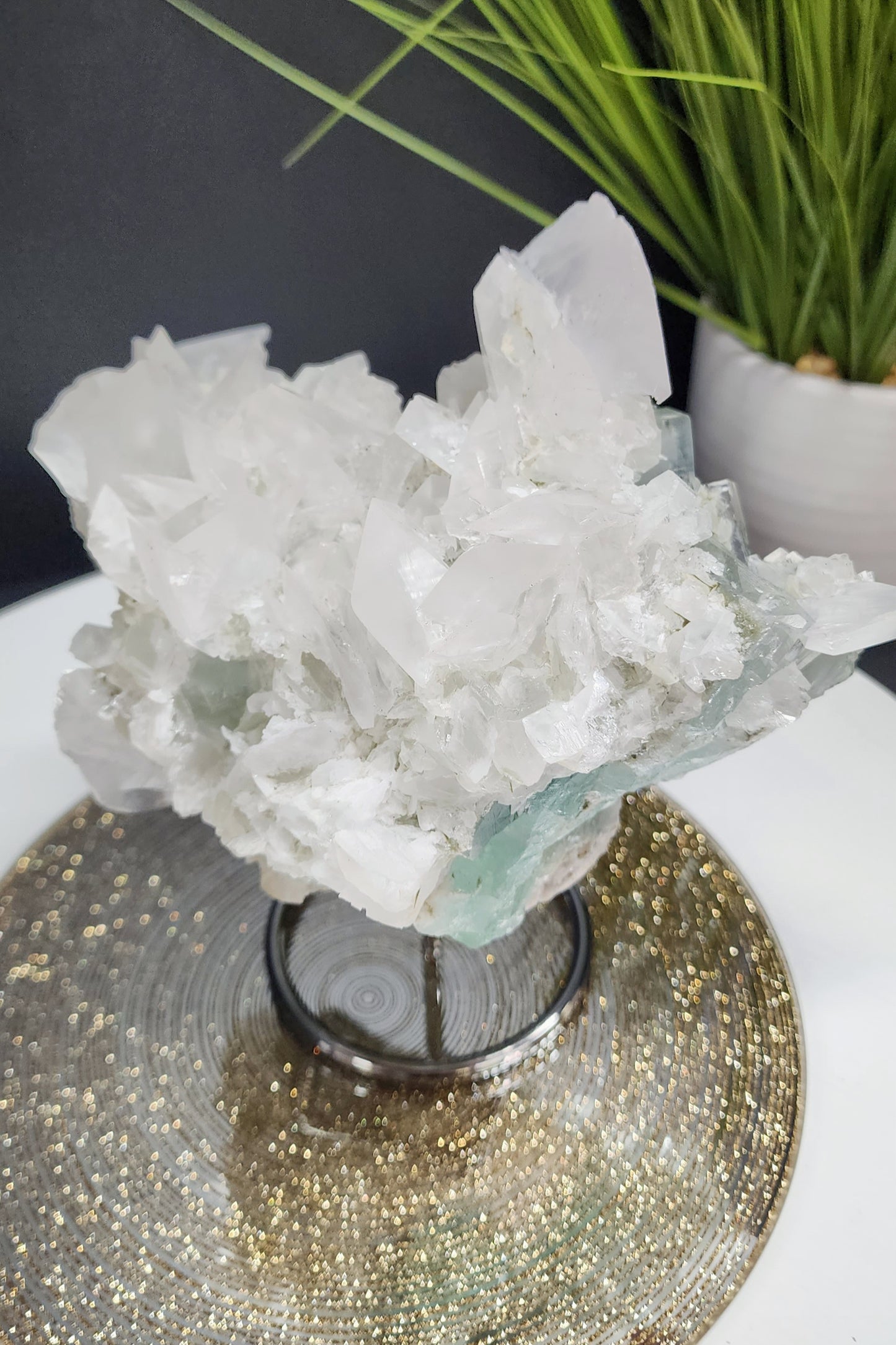 Extra Large Petal Calcite And Aqua Blue Cube Fluorite Specimen YGX