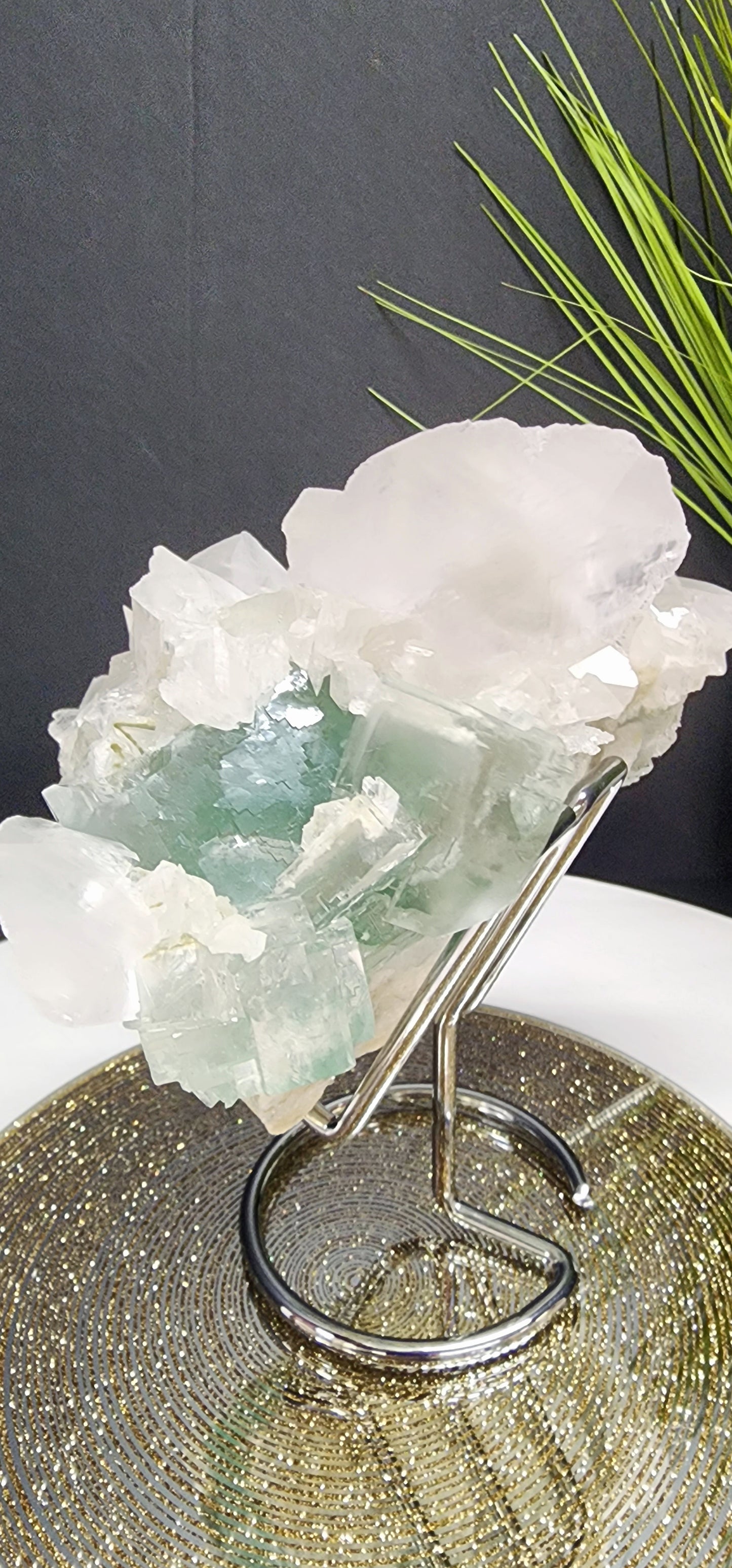 Extra Large Petal Calcite And Aqua Blue Cube Fluorite Specimen YGX