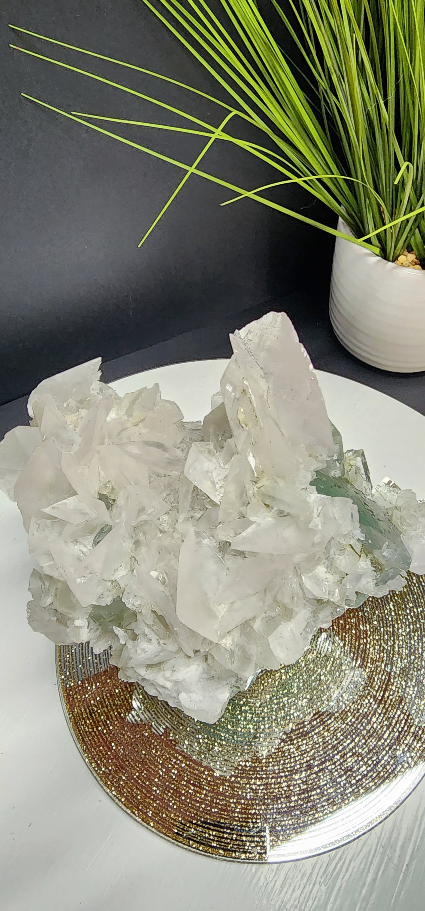 Extra Large Petal Calcite And Aqua Blue Cube Fluorite Specimen YGX