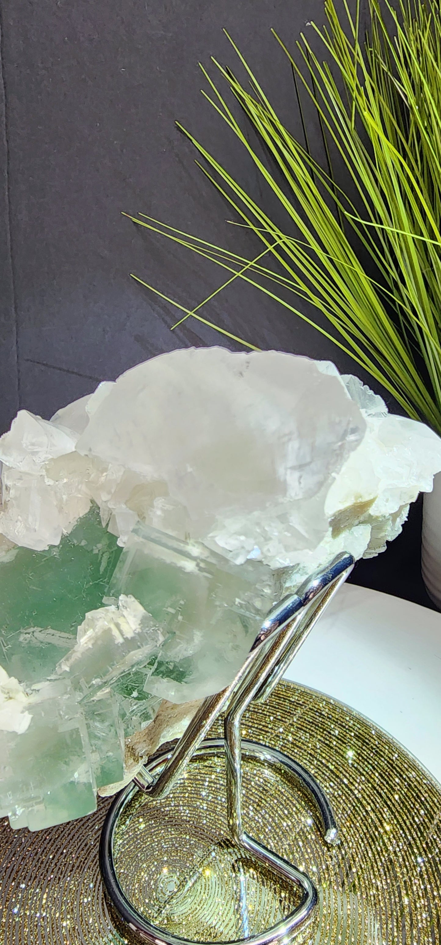 Extra Large Petal Calcite And Aqua Blue Cube Fluorite Specimen YGX