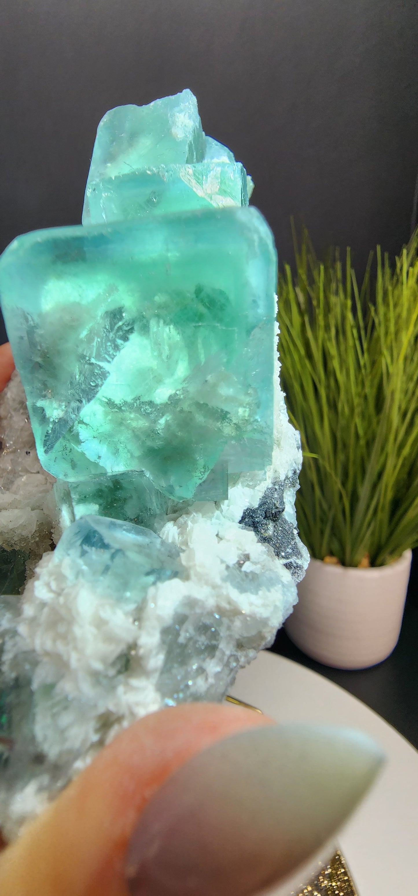Large Clear Blue Cube Fluorite Specimen