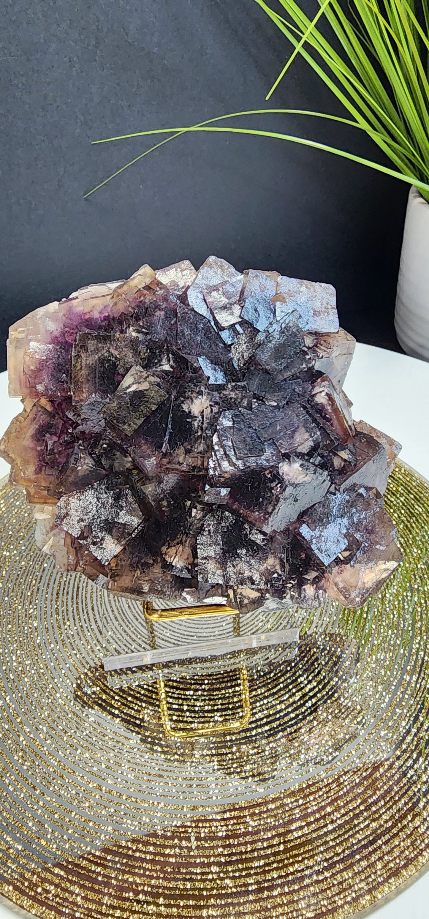 Purple Window Cube Fluorite Specimen With Mica