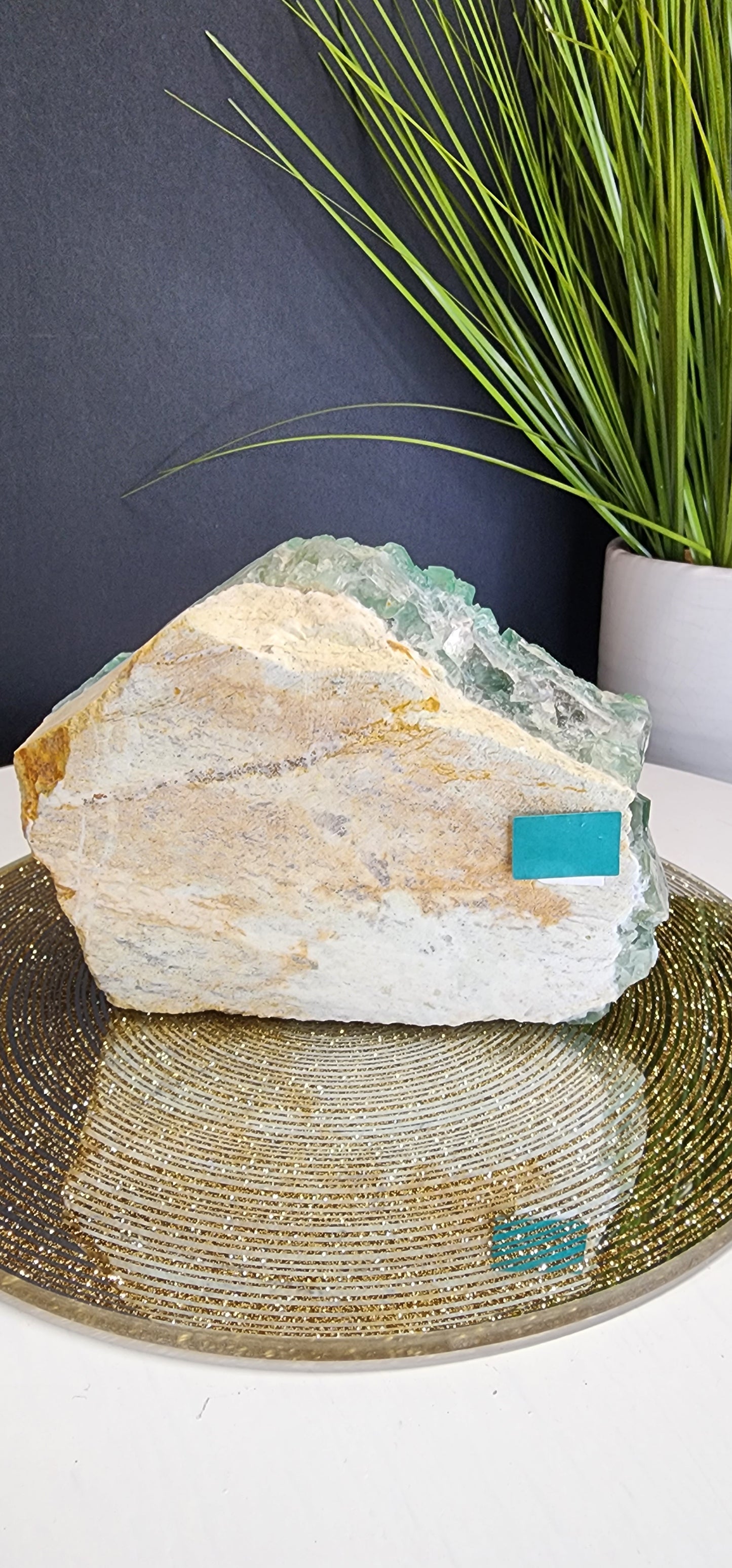 Large Green Cube Sunlite Fluorite Specimen