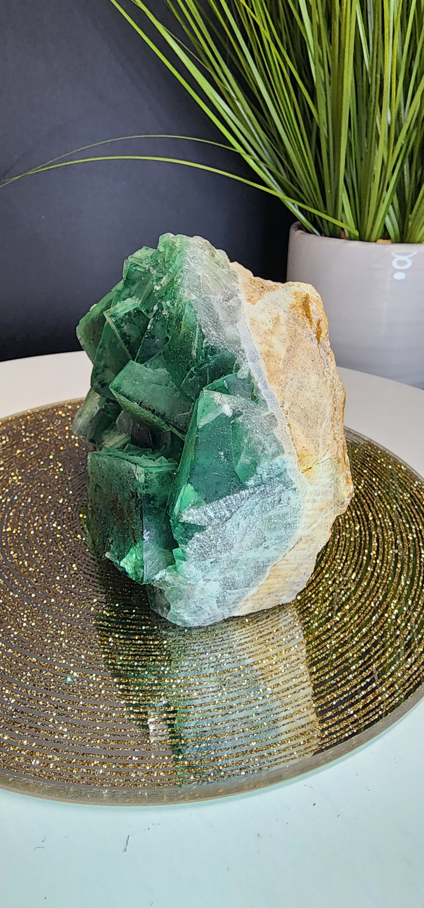 Large Green Cube Sunlite Fluorite Specimen