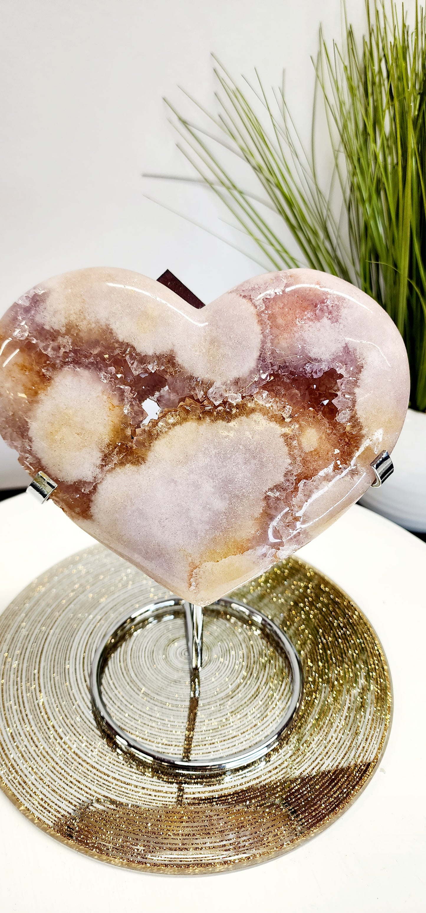 Large Druzy Pink Amethyst Heart