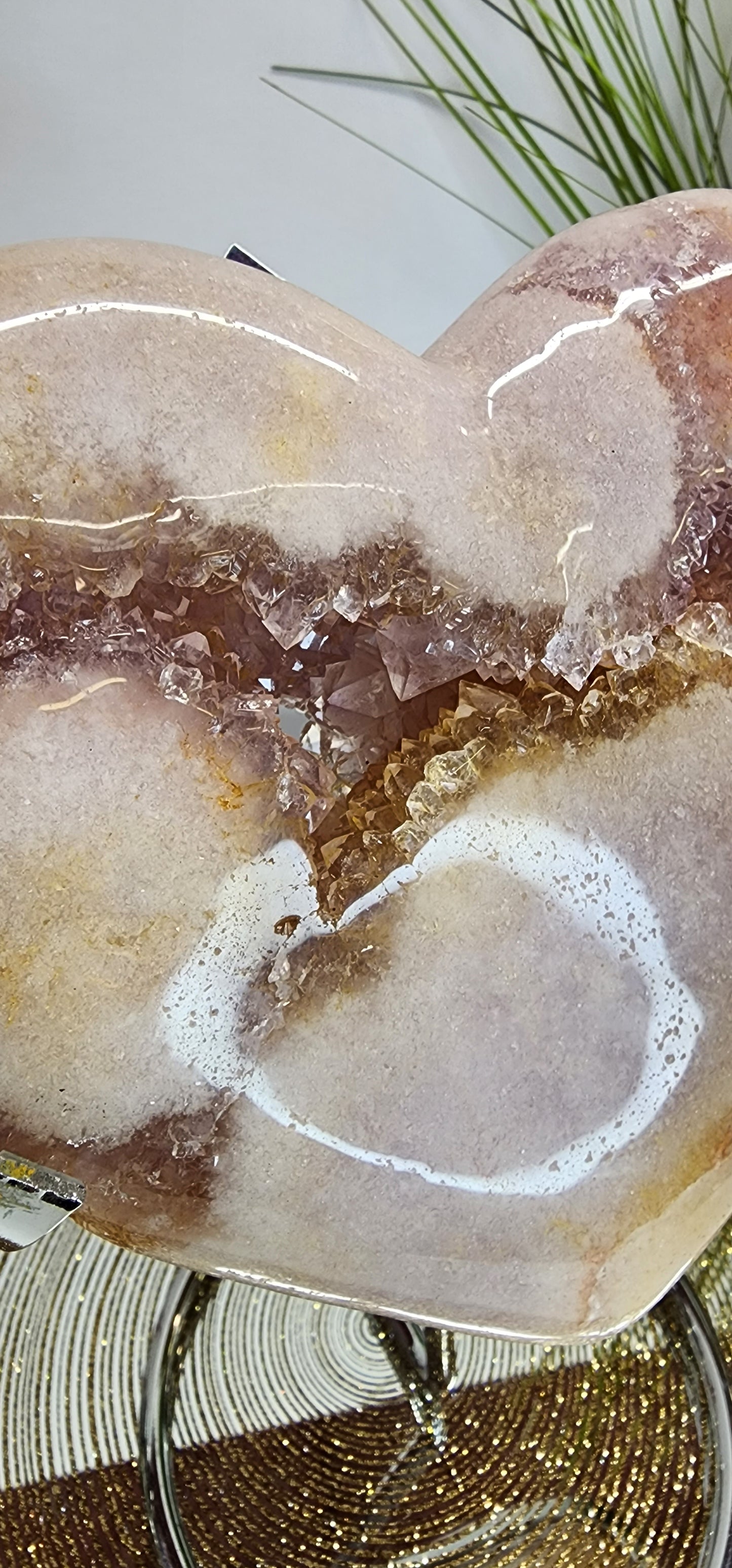 Large Druzy Pink Amethyst Heart