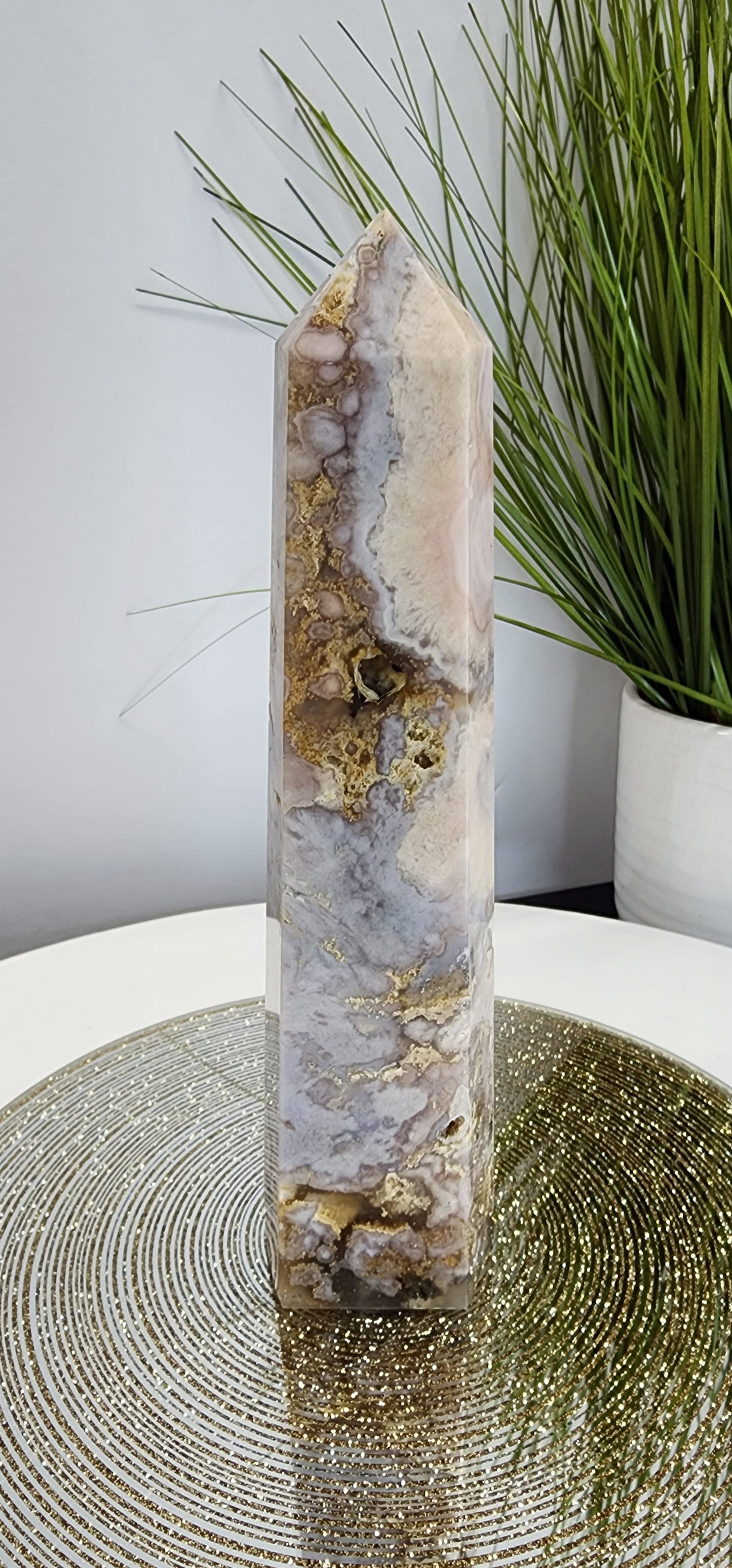 Blue Flower Agate, Pink Amethyst with Rhyolite