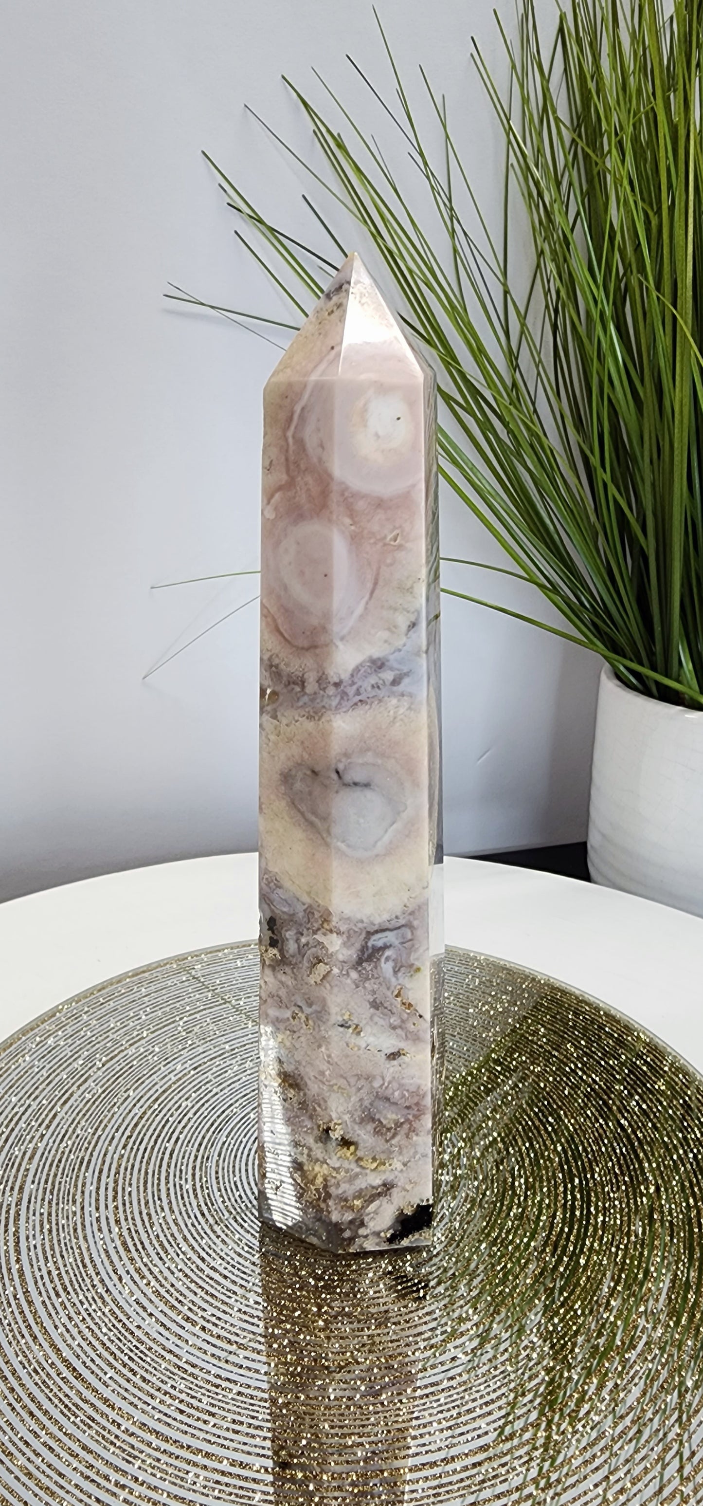 Blue Flower Agate, Pink Amethyst with Rhyolite