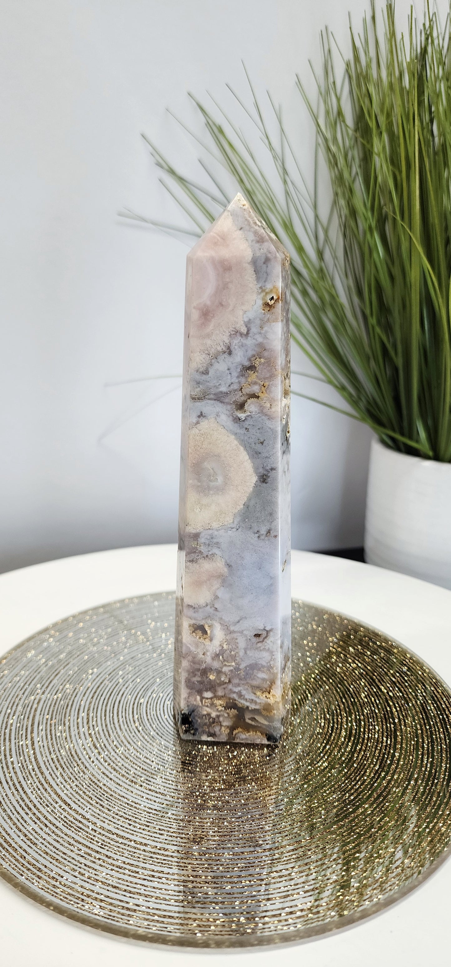 Blue Flower Agate, Pink Amethyst with Rhyolite