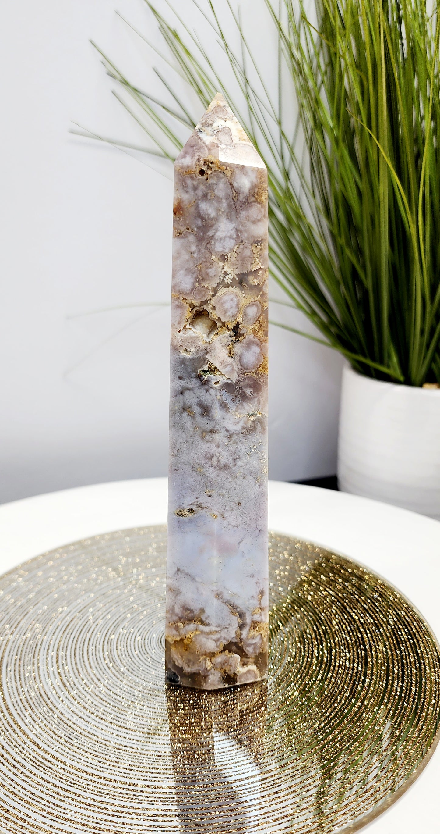 Blue Flower Agate, Pink Amethyst with Rhyolite