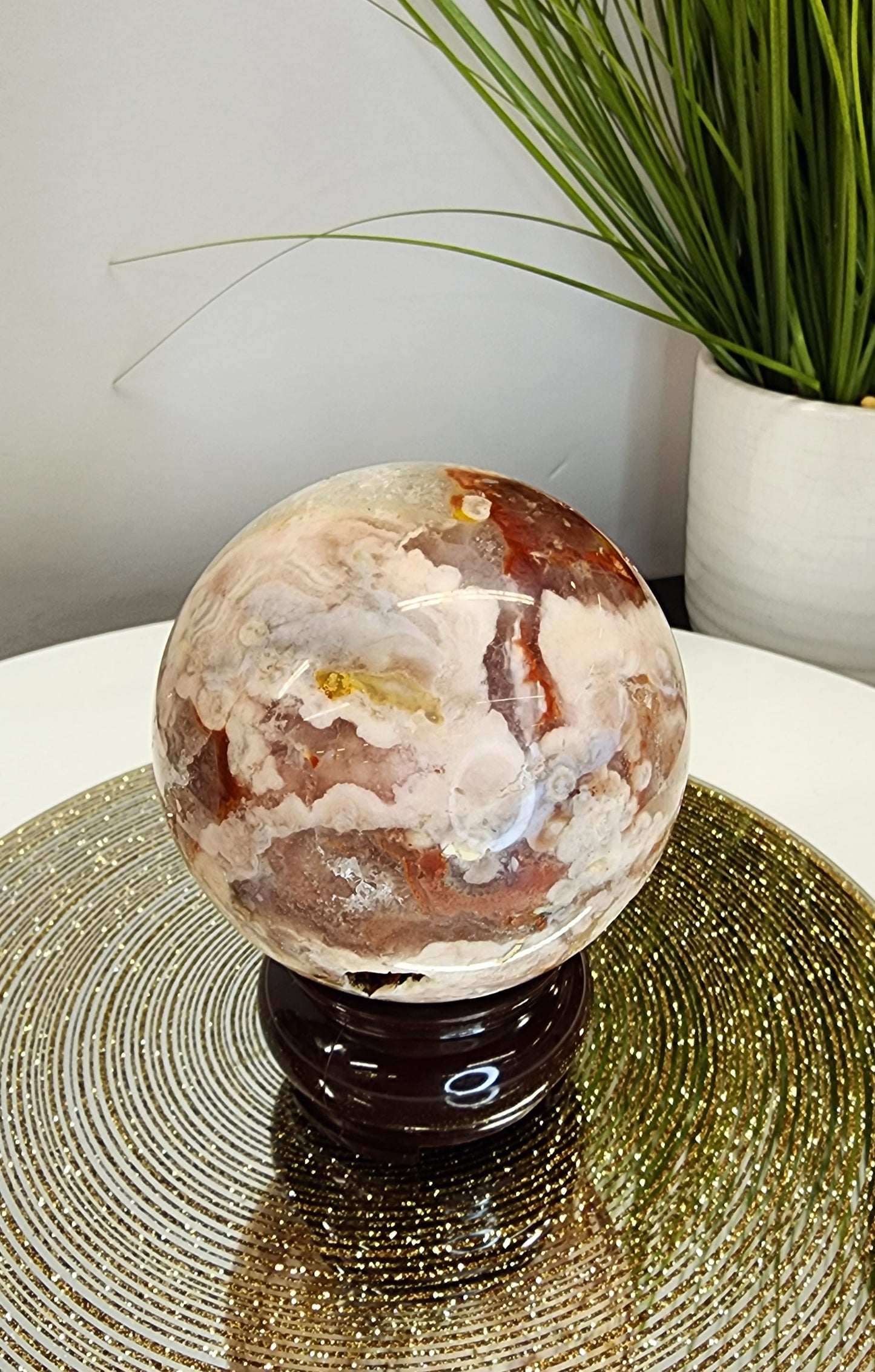 Pink Amethyst and Flower Agate Sphere