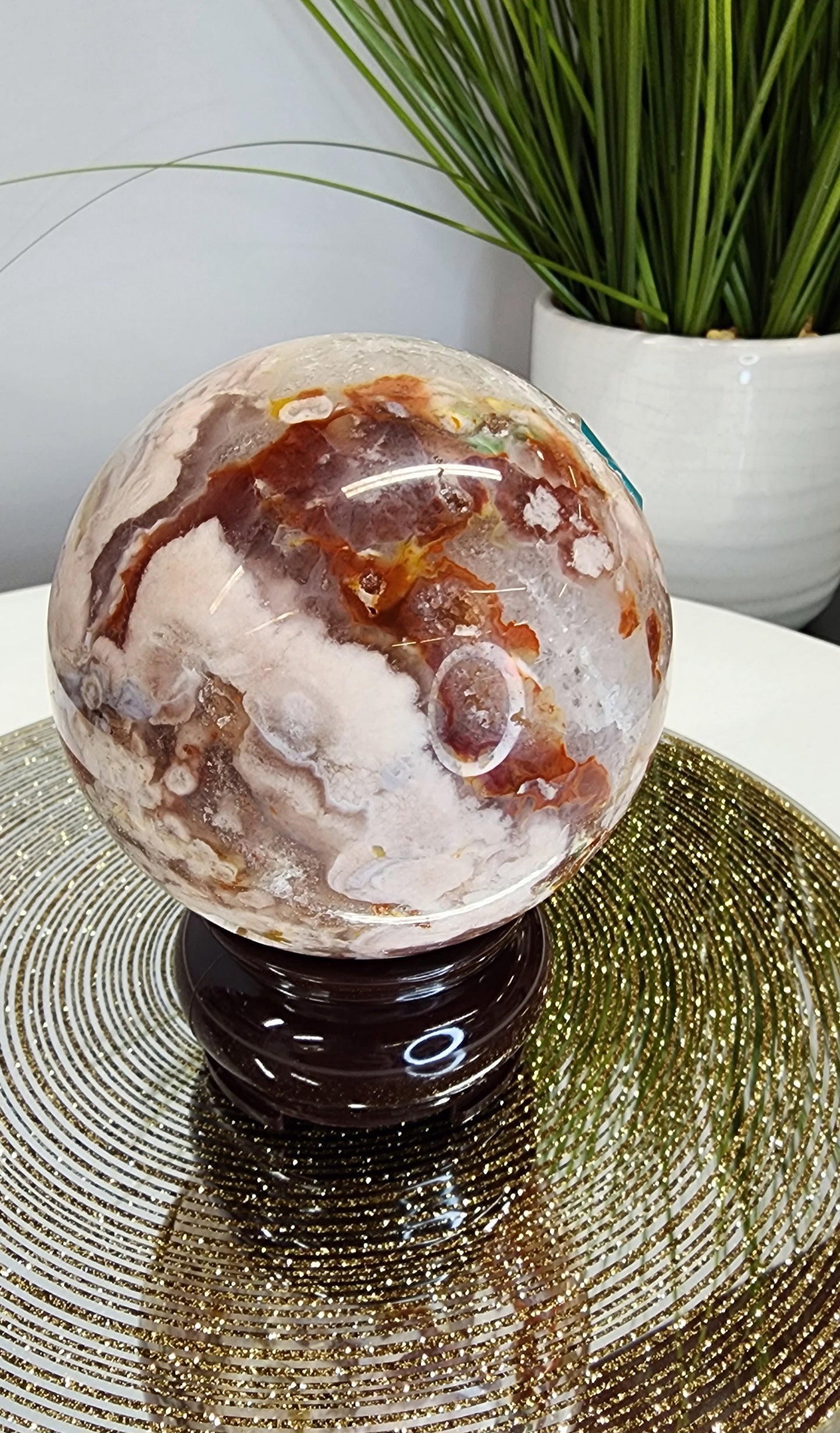 Pink Amethyst and Flower Agate Sphere