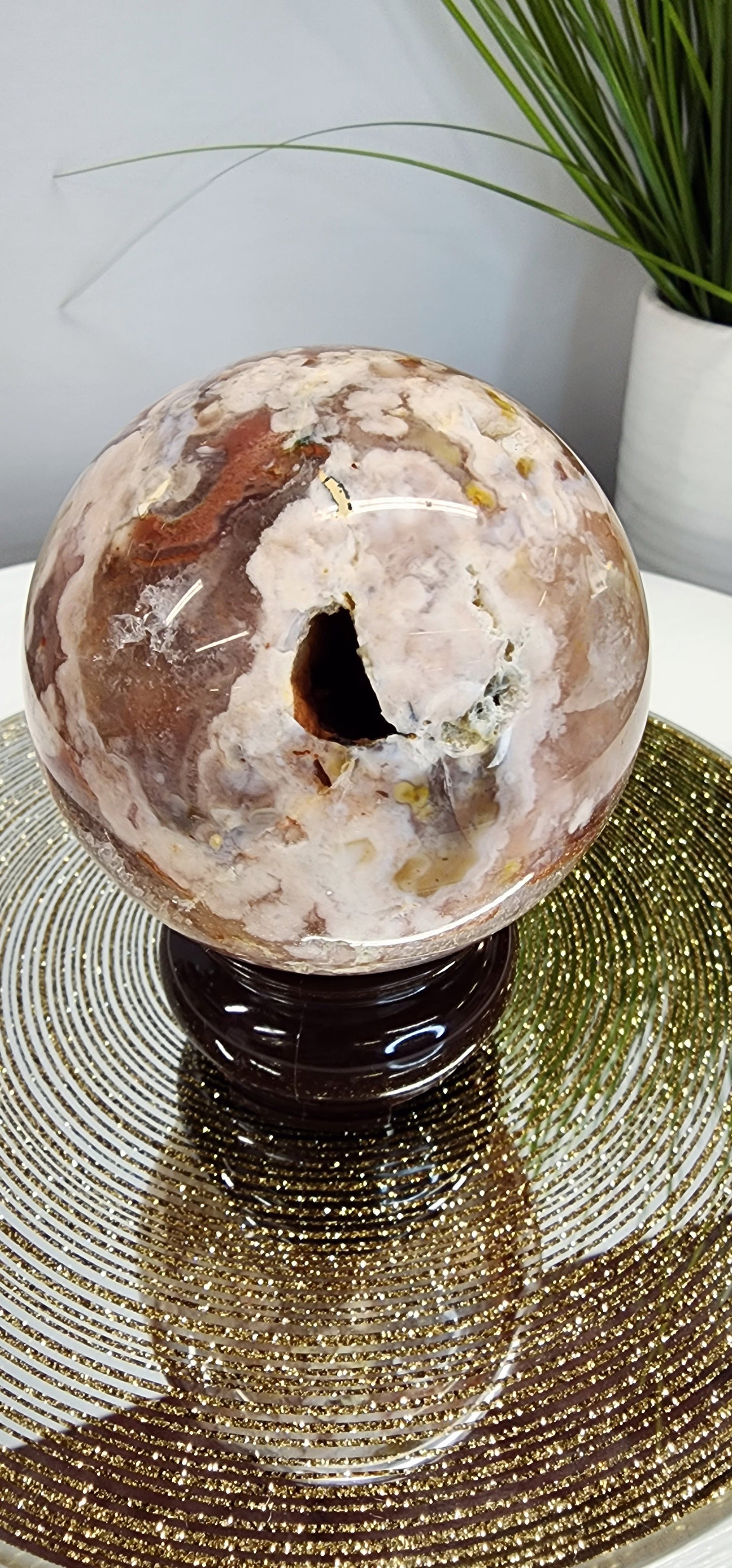 Pink Amethyst and Flower Agate Sphere