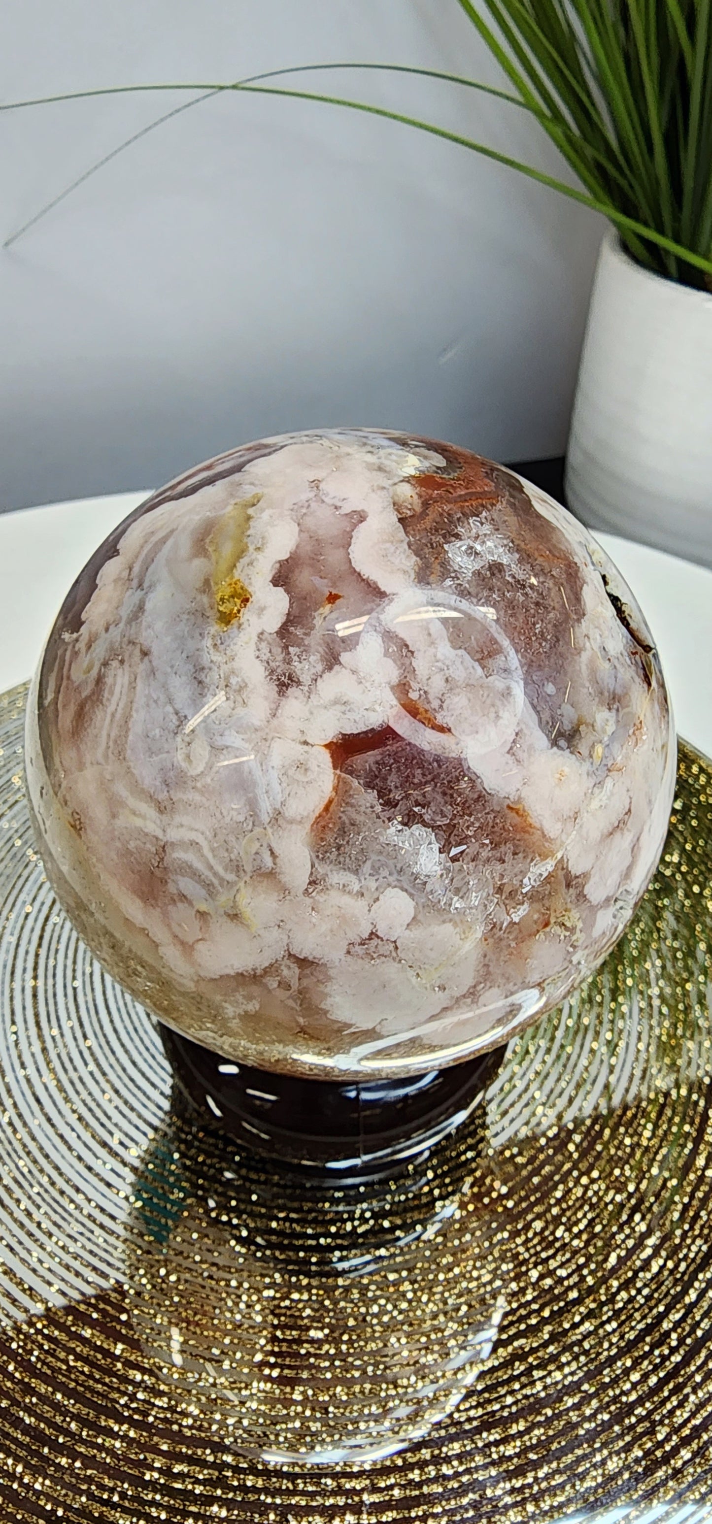 Pink Amethyst and Flower Agate Sphere