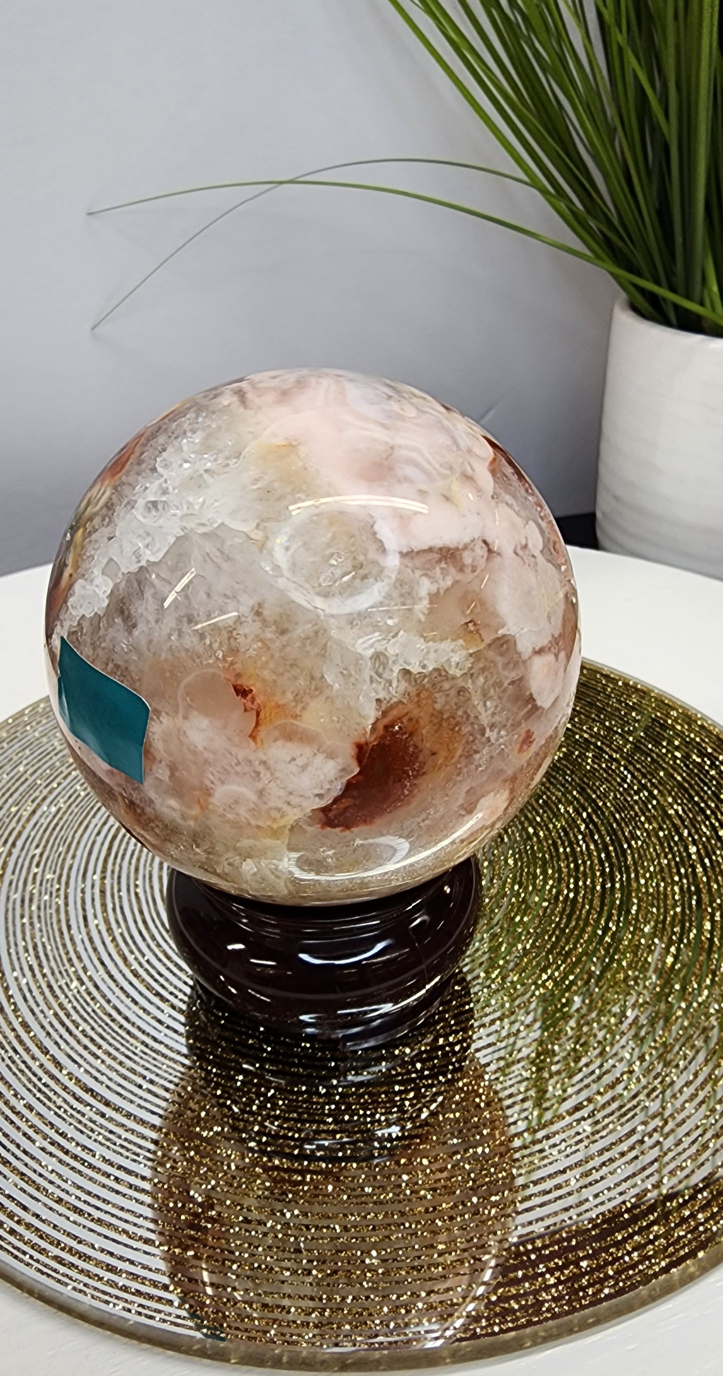 Pink Amethyst and Flower Agate Sphere