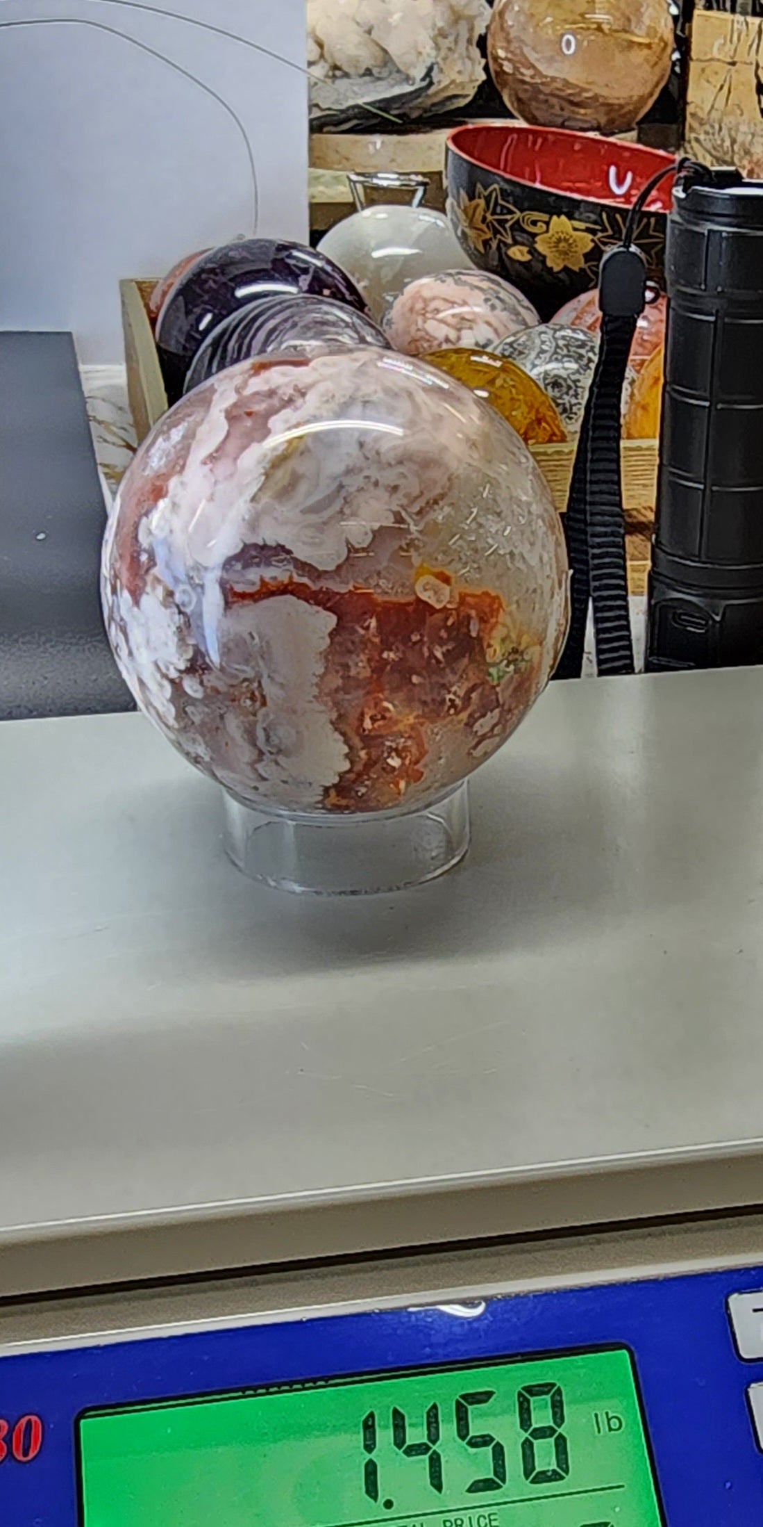 Pink Amethyst and Flower Agate Sphere