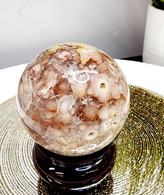 Pink Amethyst and Flower Agate Sphere