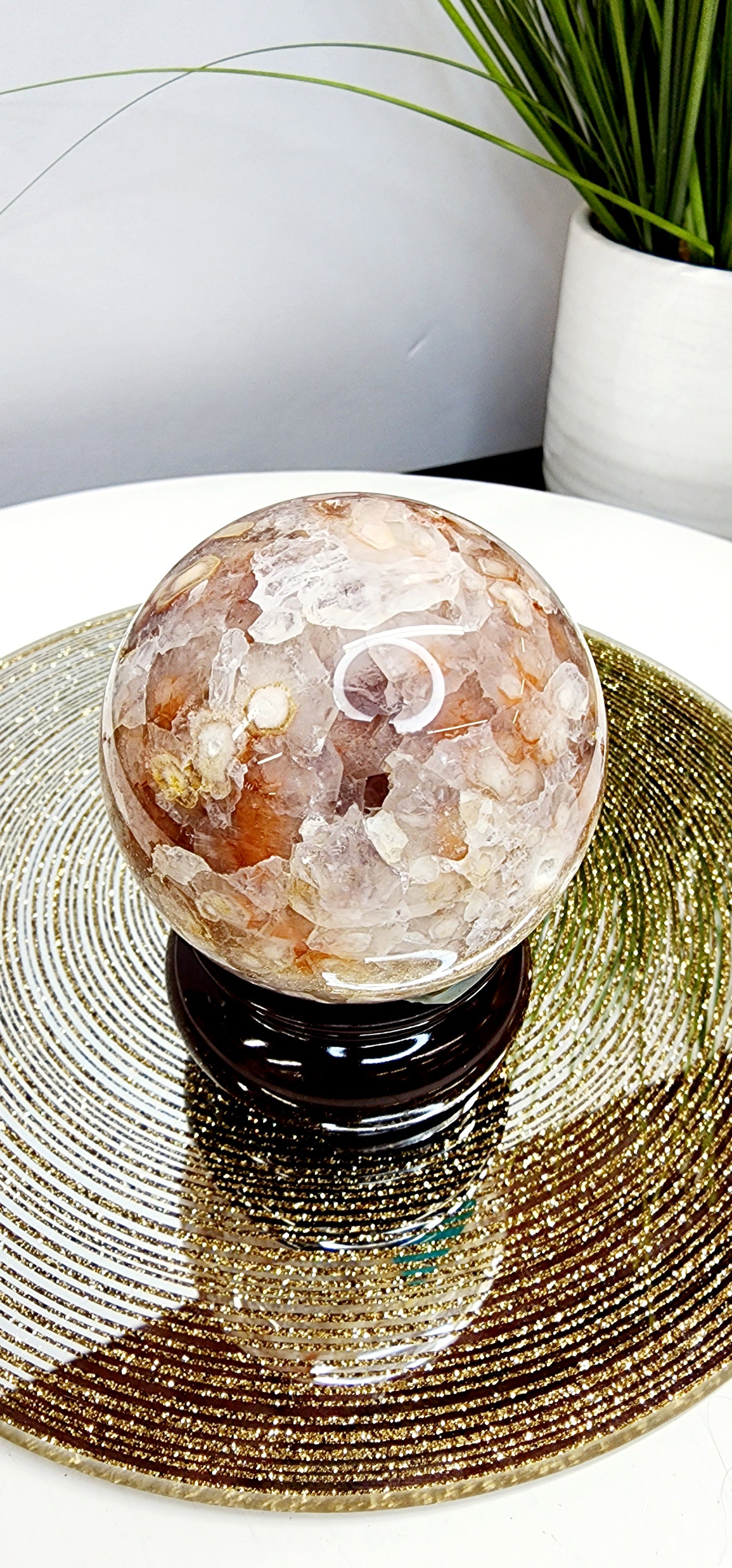 Pink Amethyst and Flower Agate Sphere