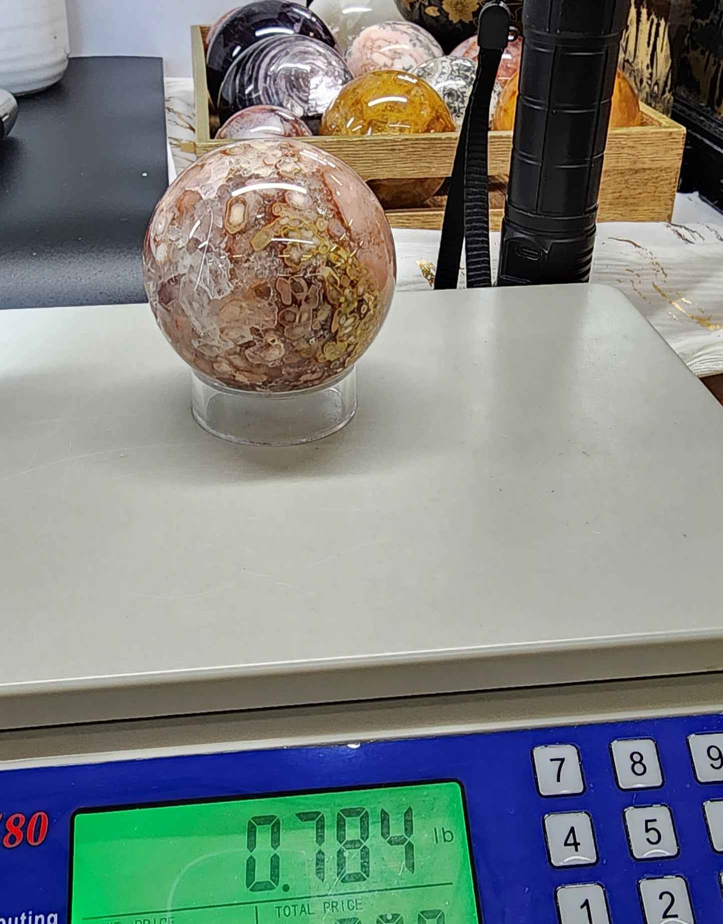 Pink Amethyst and Flower Agate Sphere