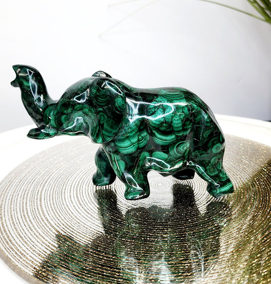 Malachite Elephant Carving