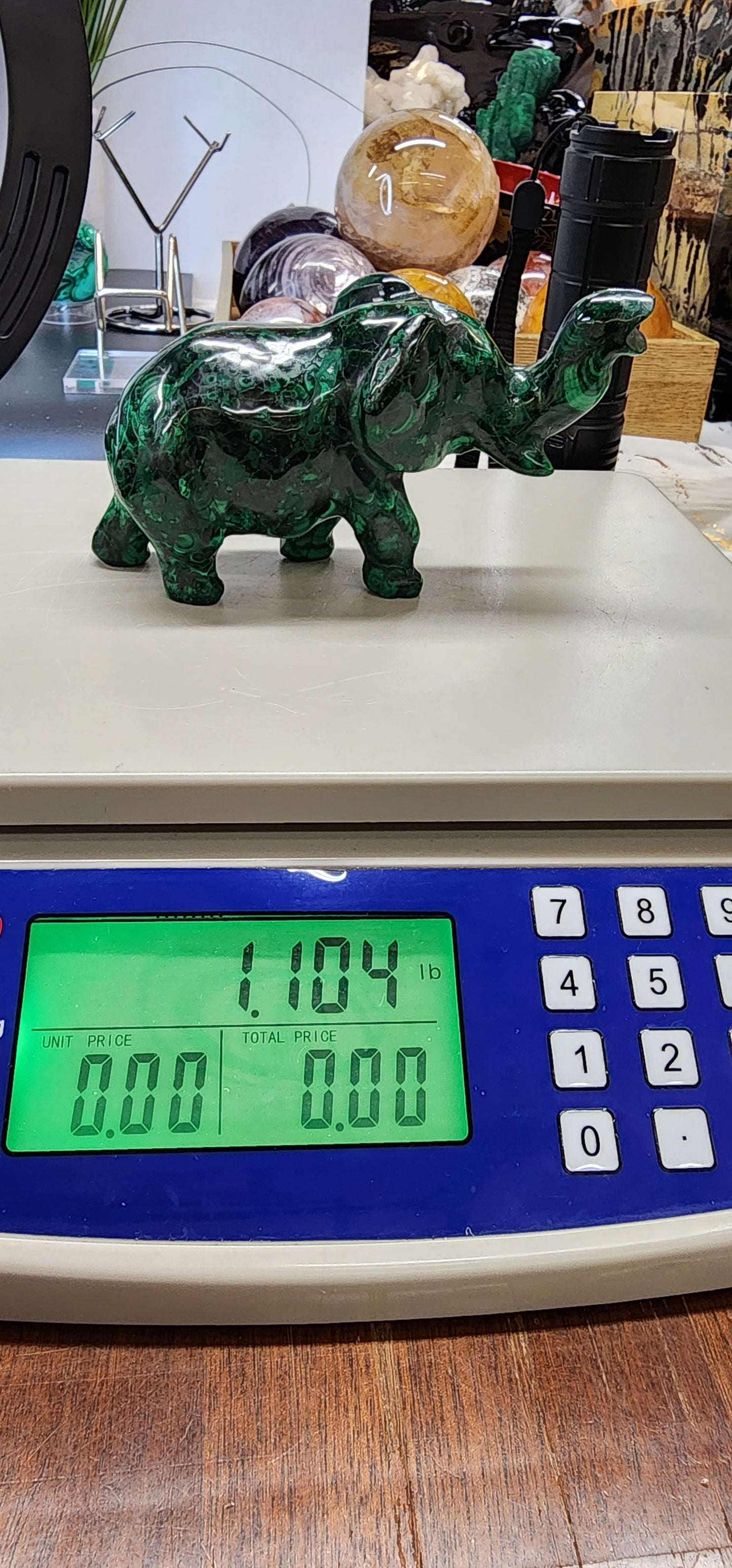 Malachite Elephant Carving