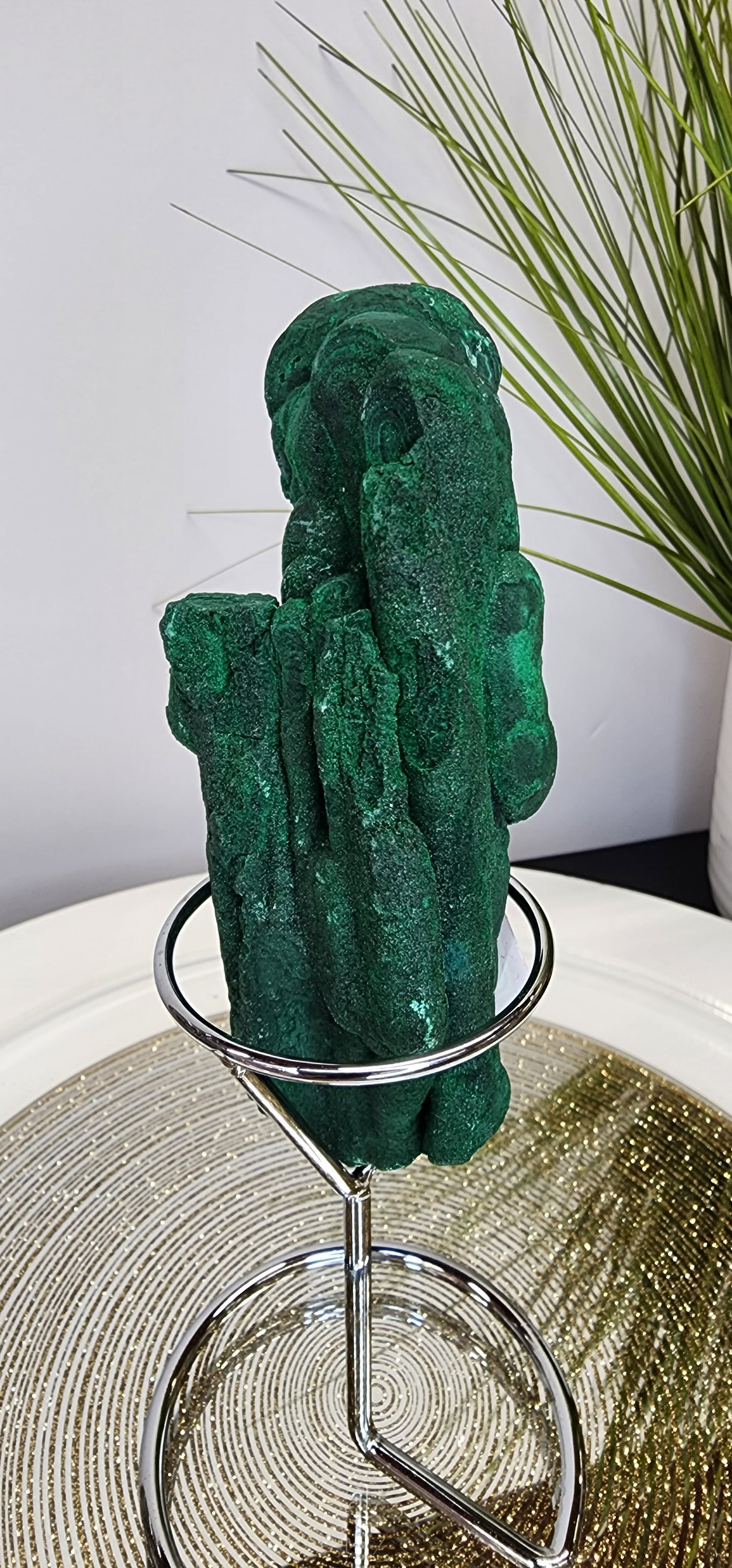 Druzy Raw Malachite Stalactite Specimen from Congo