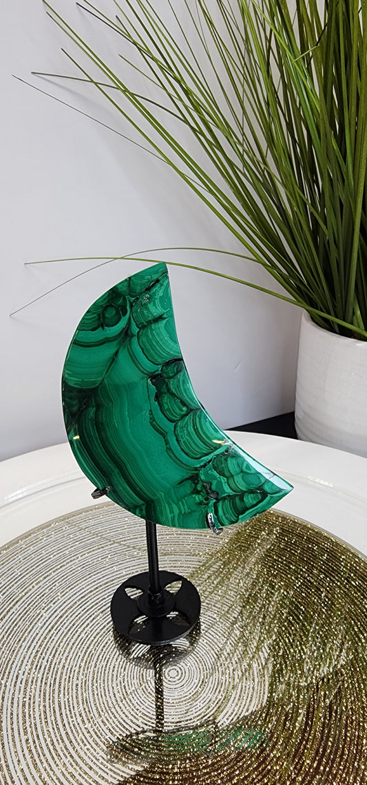 Malachite Moon with Stand