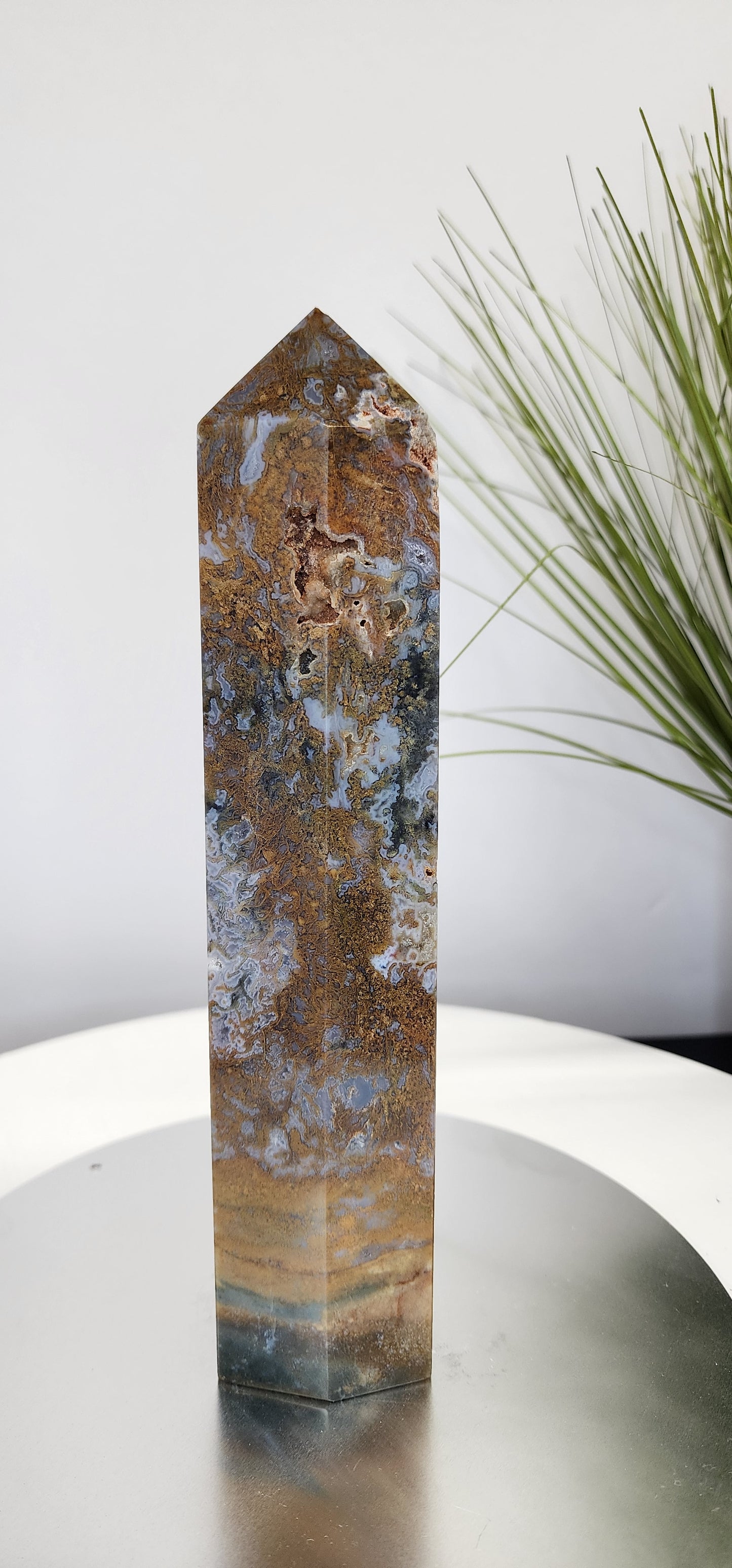 Large Moss Agate and Rhyolite Tower